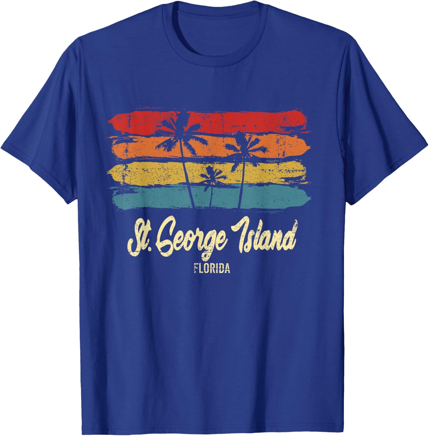 Vintage St. George Island Florida Palm Trees FL Retro T-Shirt - T-Shirt | Royal