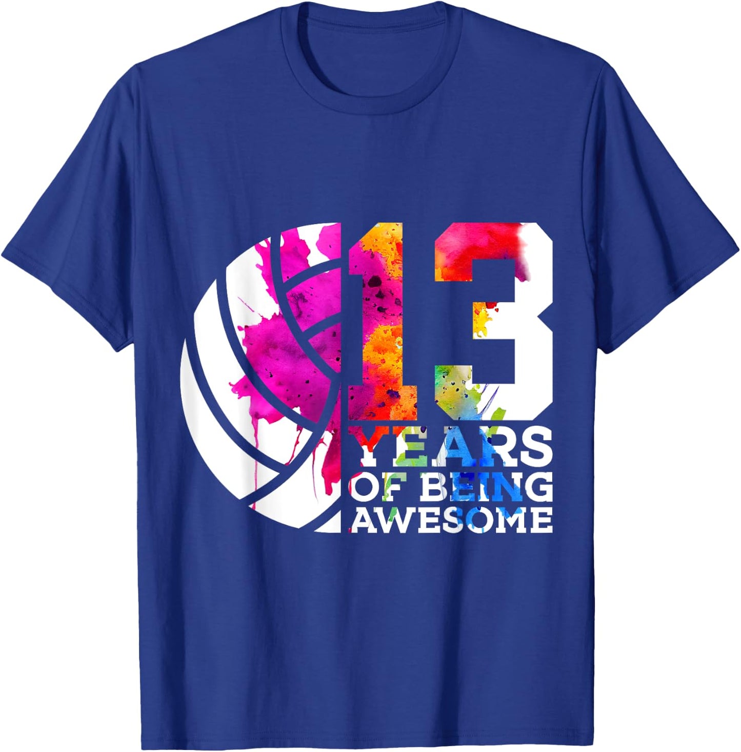 13 Years of Being Awesome Volleyball 13th Birthday T-Shirt - T-Shirt | Royal