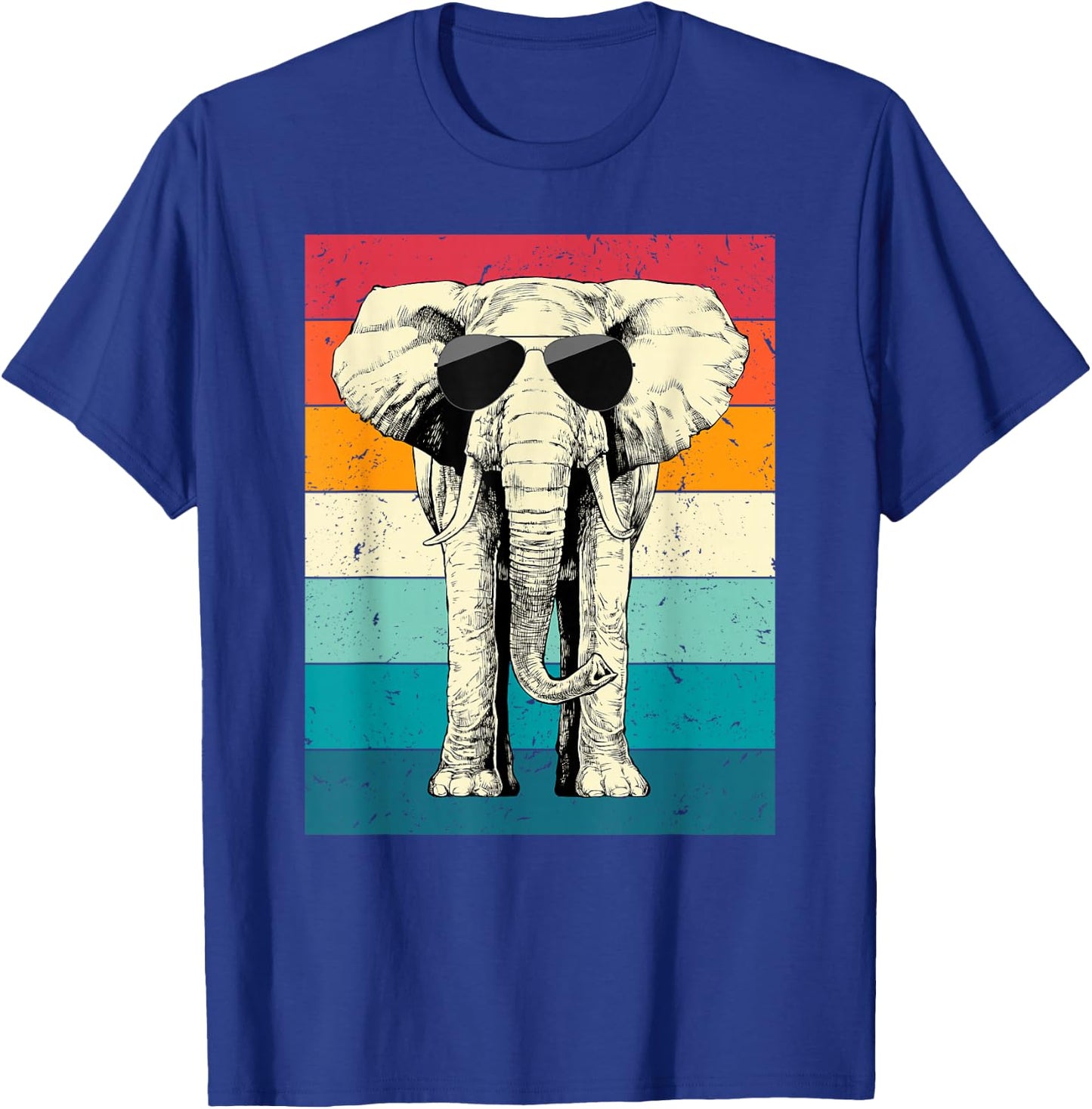 Retro Vintage Elephant with Sunglasses Wild Animal Lovers T-Shirt - T-Shirt | Royal