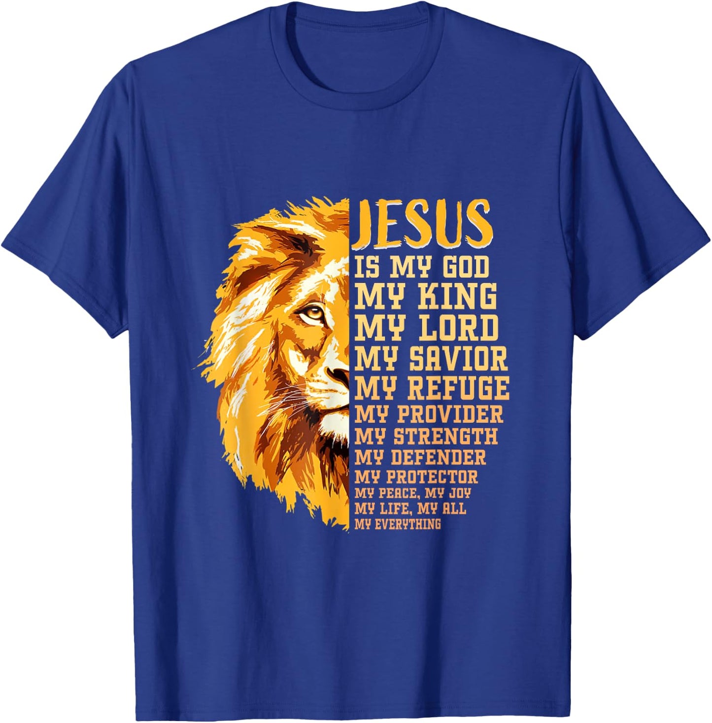 Jesus Is My God My King Black History Month BLM Melanin Lion T-Shirt - T-Shirt | Royal
