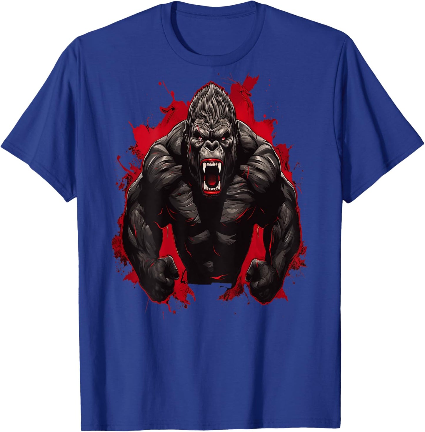 Gorilla Bodybuilding Workout Backprint Gym T-Shirt - T-Shirt | Royal