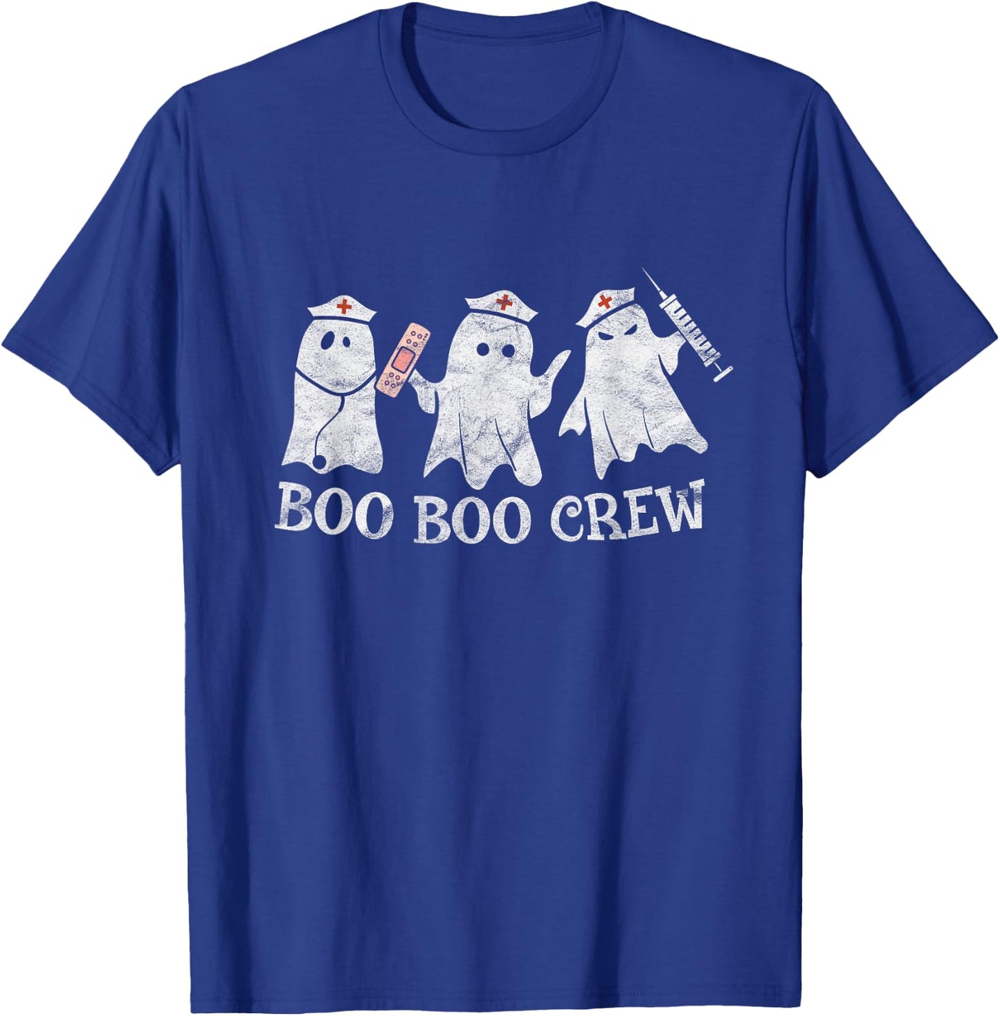 Vintage School ER RN ICU Halloween Ghost Boo Boo Crew Nurse T-Shirt - T-Shirt | Royal