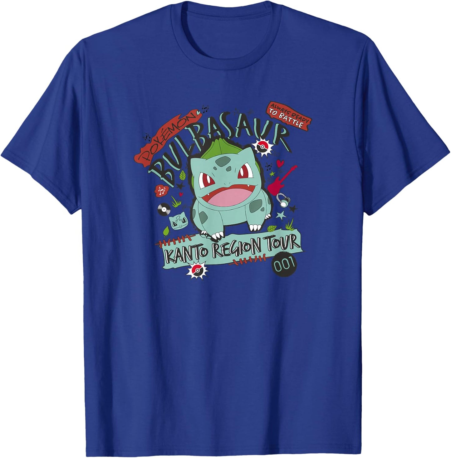 Pokémon Bulbasaur 001 Kanto Region Tour Music Poster T-Shirt - T-Shirt | Royal