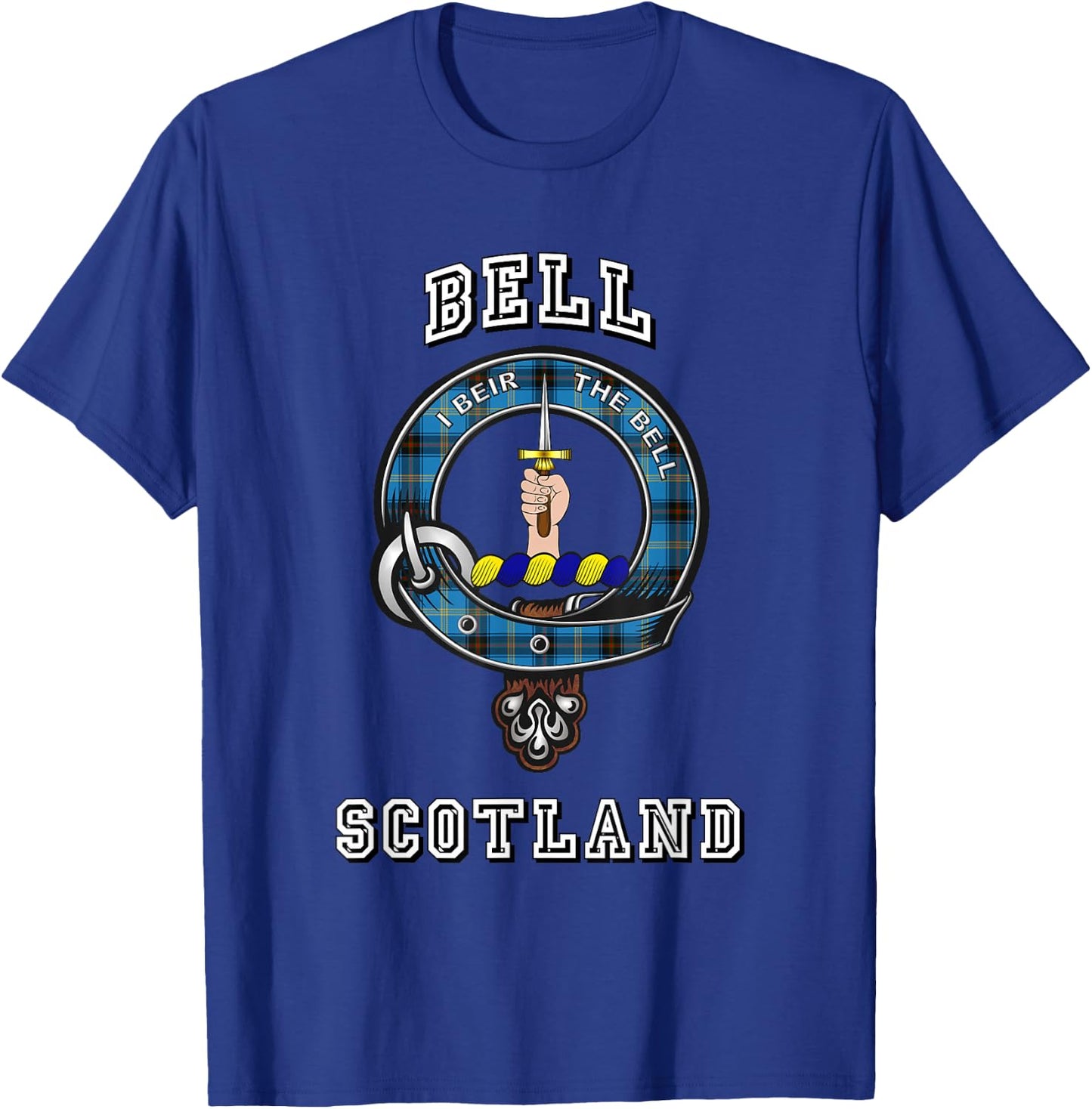 Bell Tartan Clan Badge Athletic Style T-Shirt - T-Shirt | Royal
