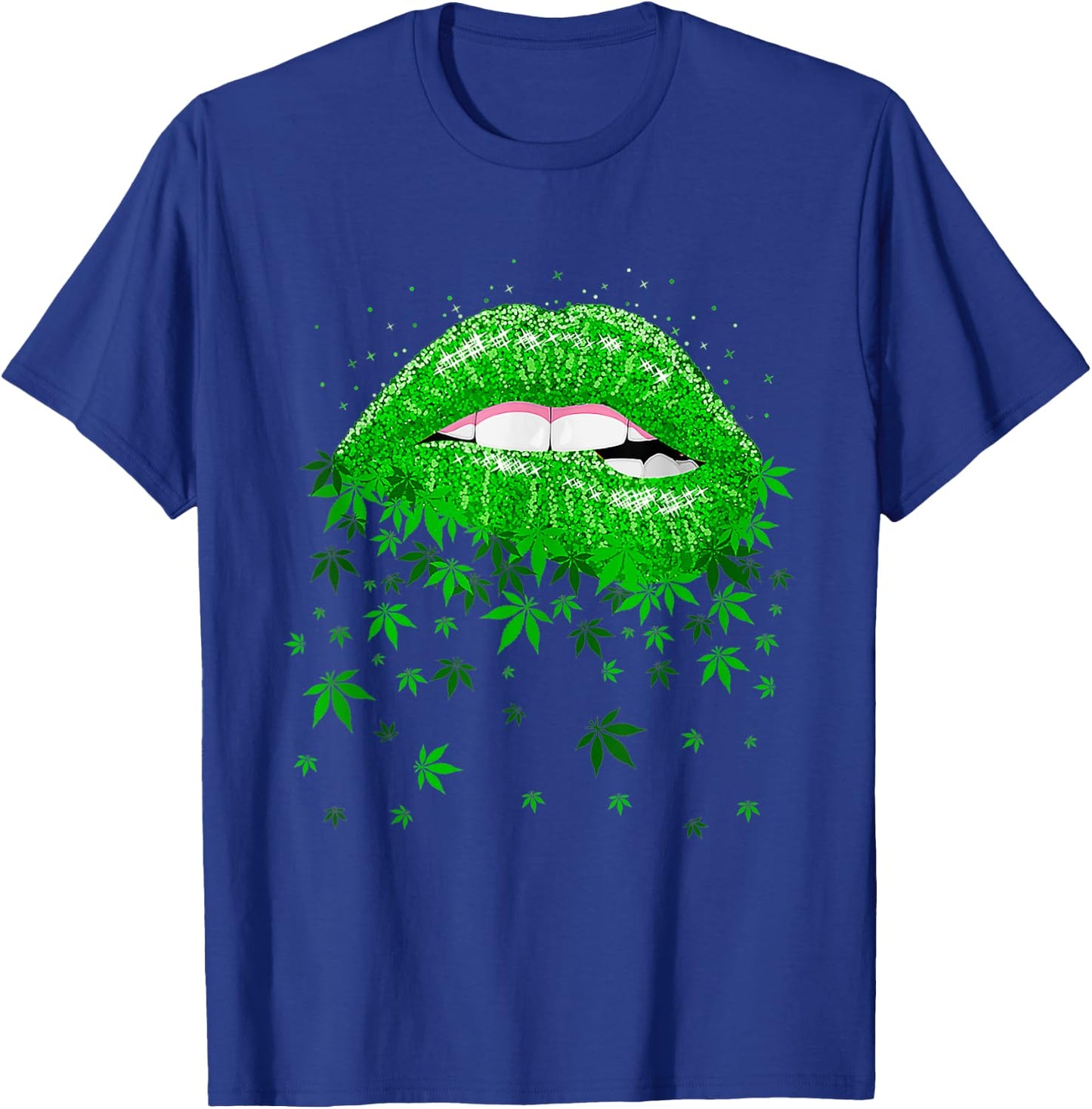 Funny Sexy Lips Cannabis Marijuana Weed Pot Leaf Lover T-Shirt - T-Shirt | Royal