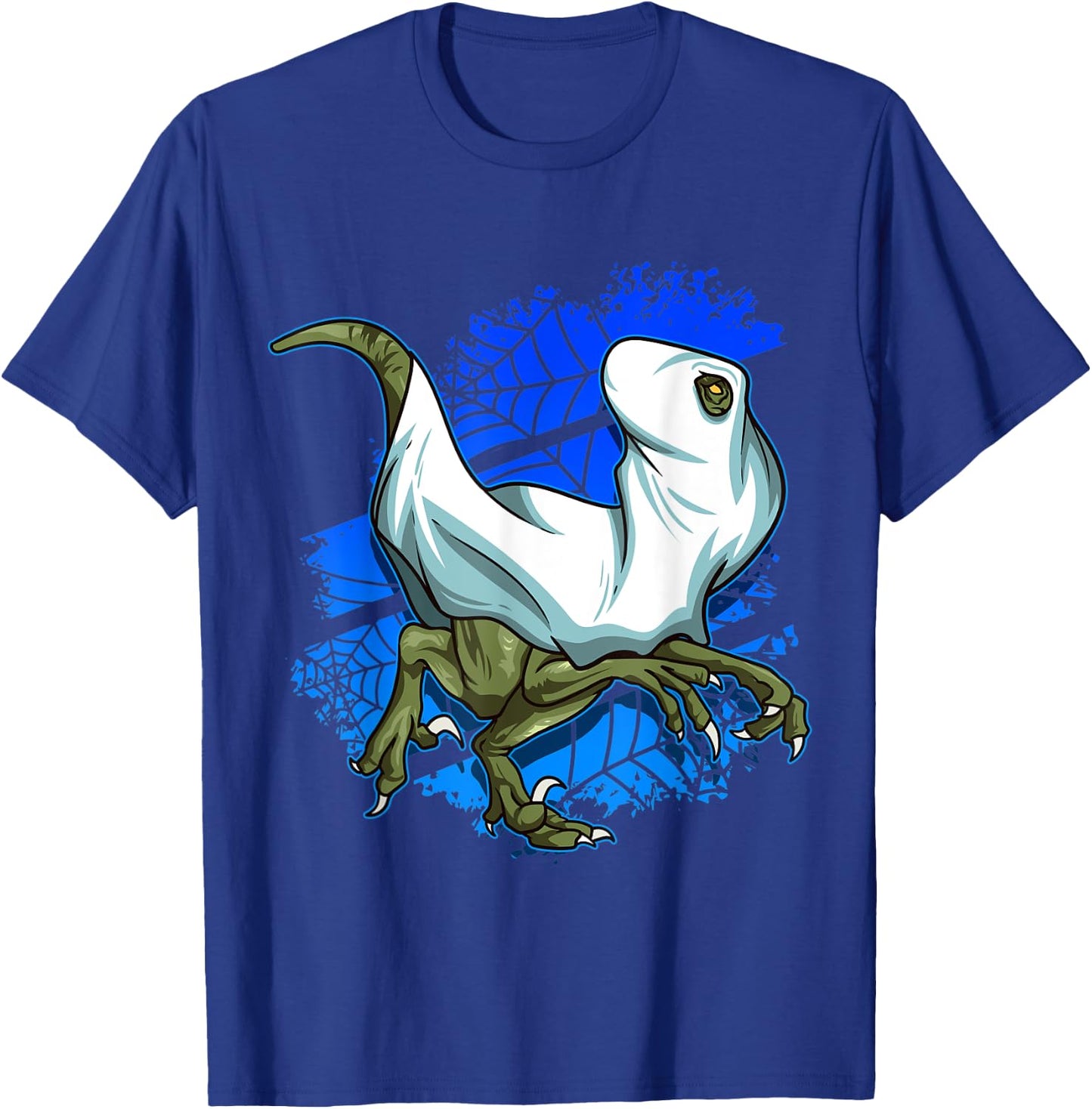 Halloween Dinosaur Costume Funny Running Velociraptor Ghost T-Shirt - T-Shirt | Royal