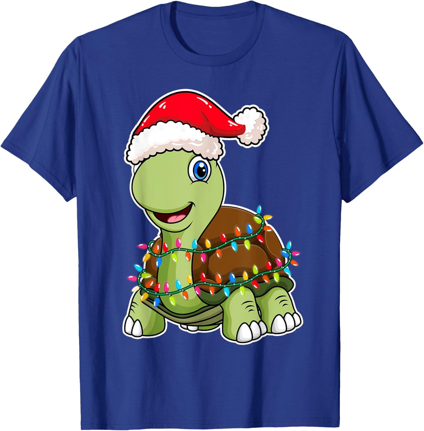 Christmas Lights Turtle Wearing Xmas Hat - Sea Turtle Lover T-Shirt - T-Shirt | Royal