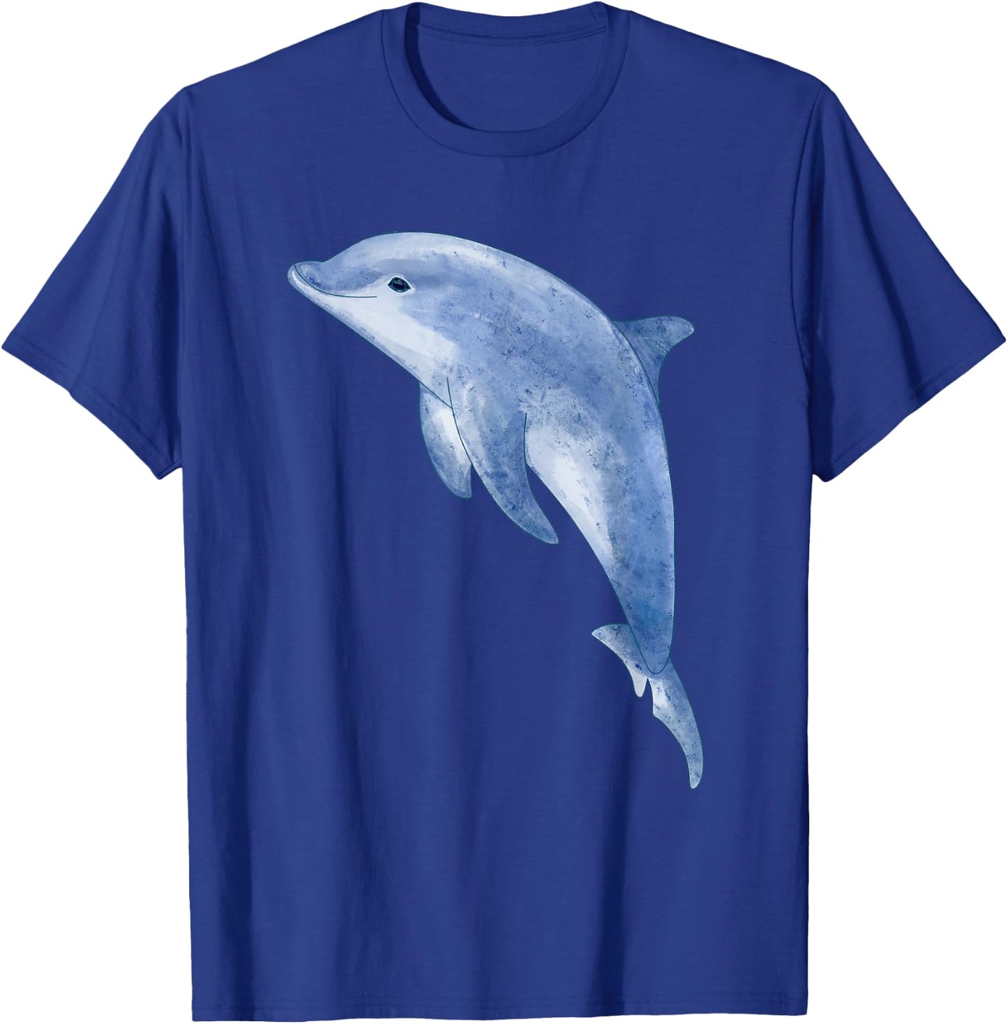 Cute Playful Blue Bottlenose Dolphin Watercolor Artwork T-Shirt - T-Shirt | Royal