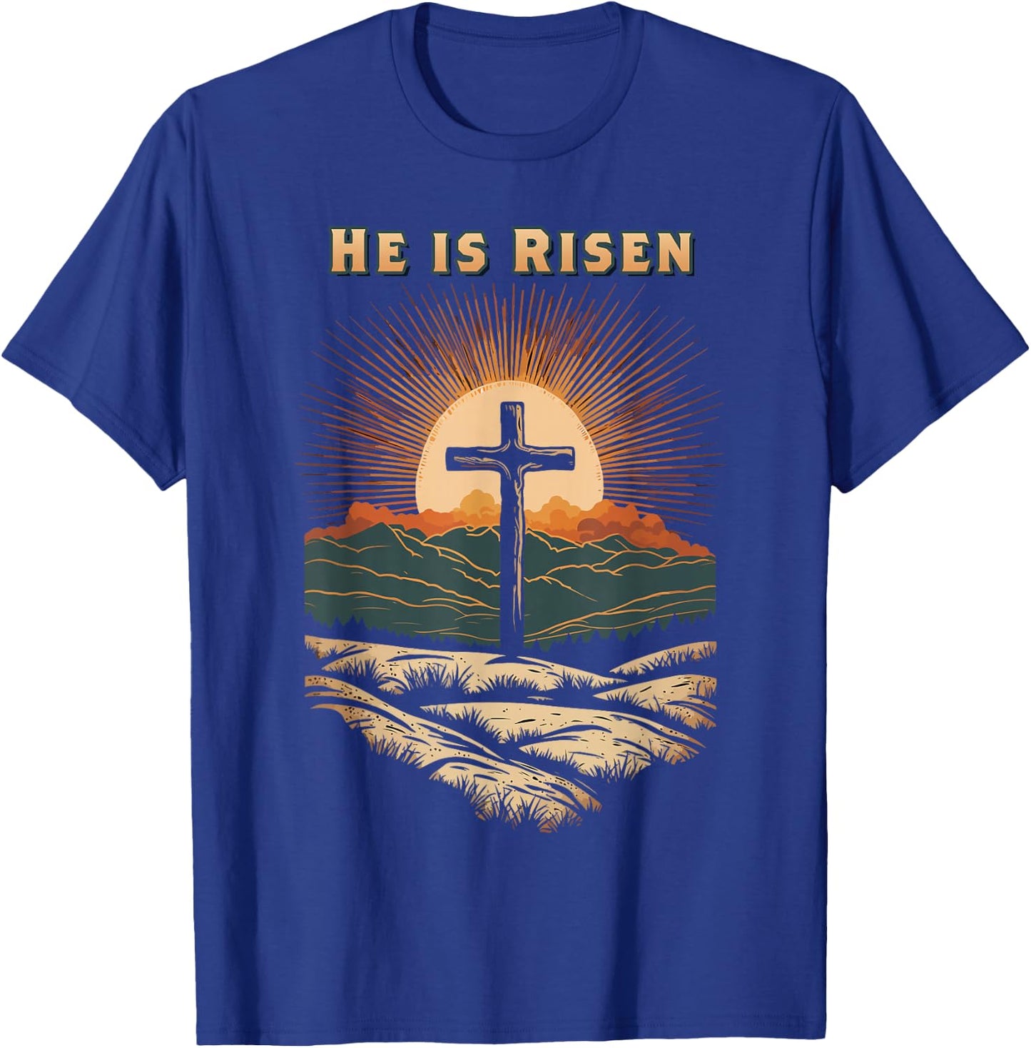 He Is Risen Easter Resurrection Jesus Christian Bible Verse T-Shirt - T-Shirt | Royal