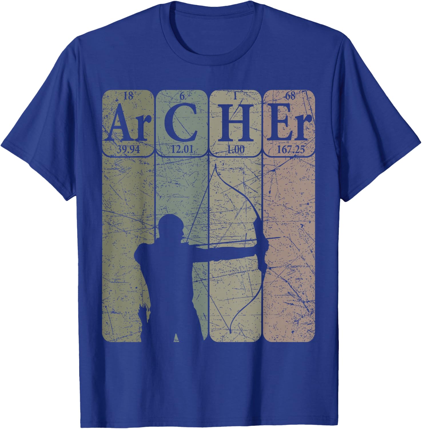 Archer Periodic Table Elements Bow Hunting Archery Vintage T-Shirt - T-Shirt | Royal