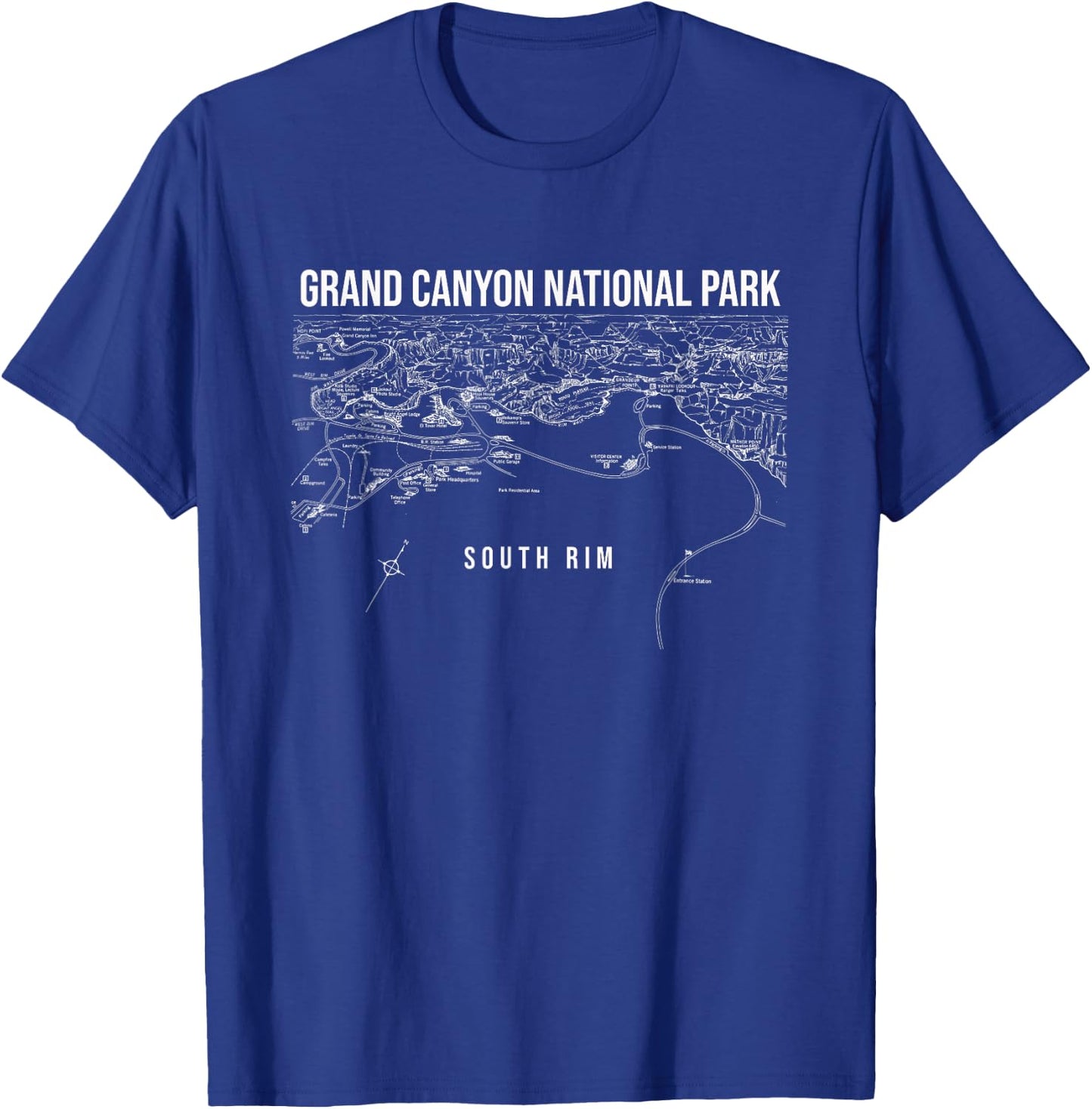 Grand Canyon National Park South Rim Map T-Shirt - T-Shirt | Royal