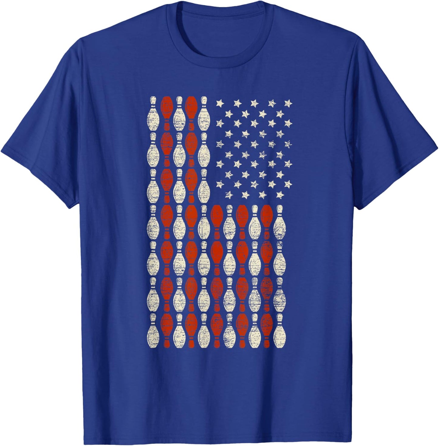 USA Flag Bowling Pin Bowler Gift Bowling T-Shirt - T-Shirt | Royal