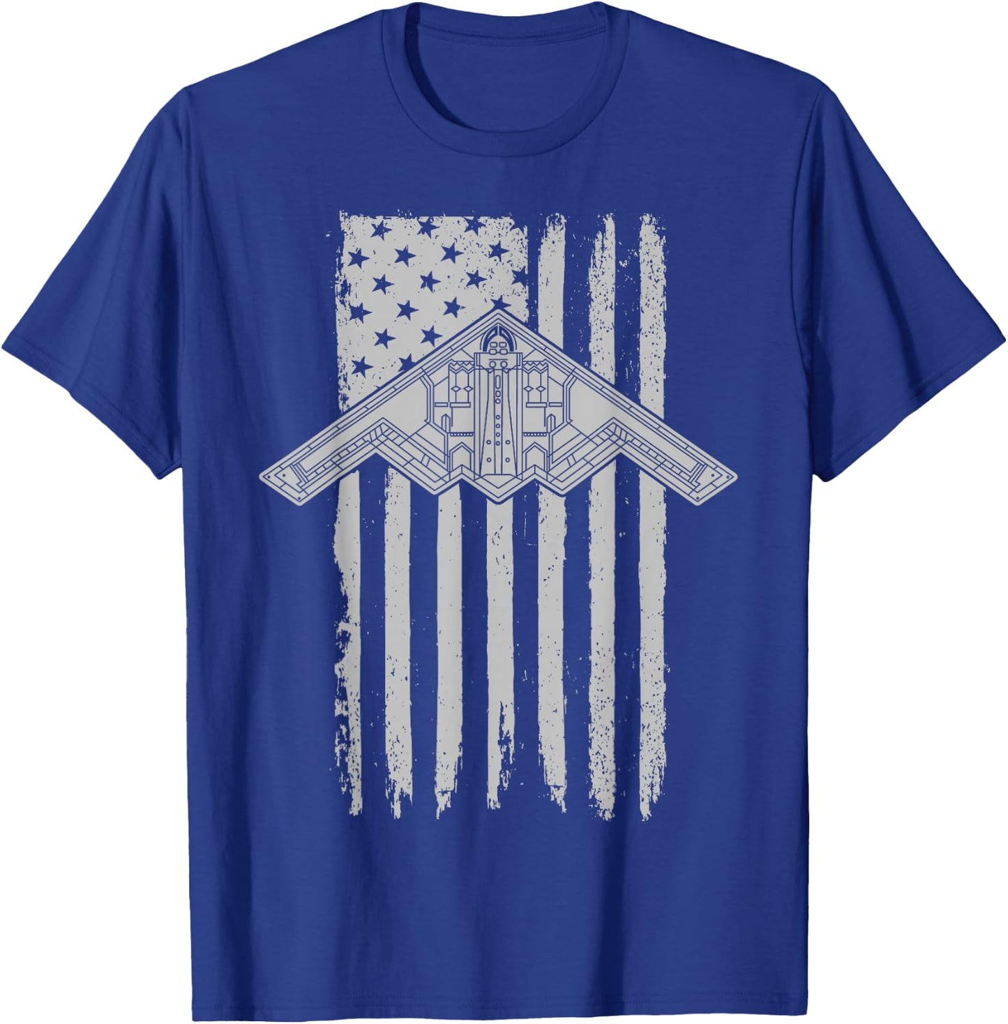 B-2 Stealth Bomber Military Airplane American Flag B2 T-Shirt - T-Shirt | Royal