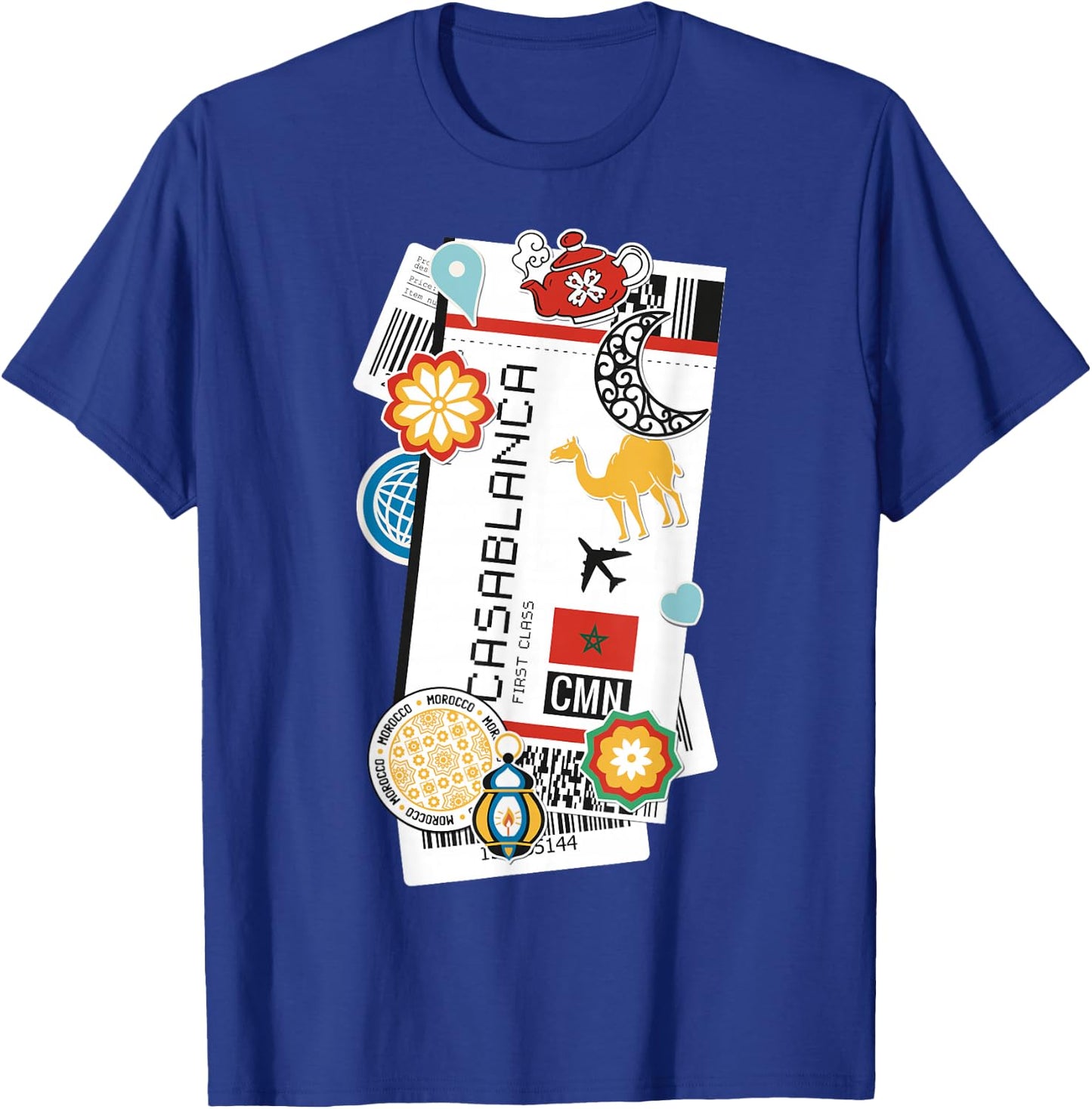 Casablanca Air Ticket Boarding Pass Plane Morroco Travel T-Shirt - T-Shirt | Royal