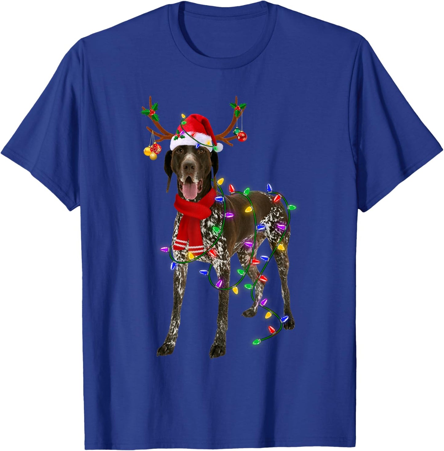 German Shorthaired Pointer Dog Tree Christmas Lights Pajama T-Shirt - T-Shirt | Royal