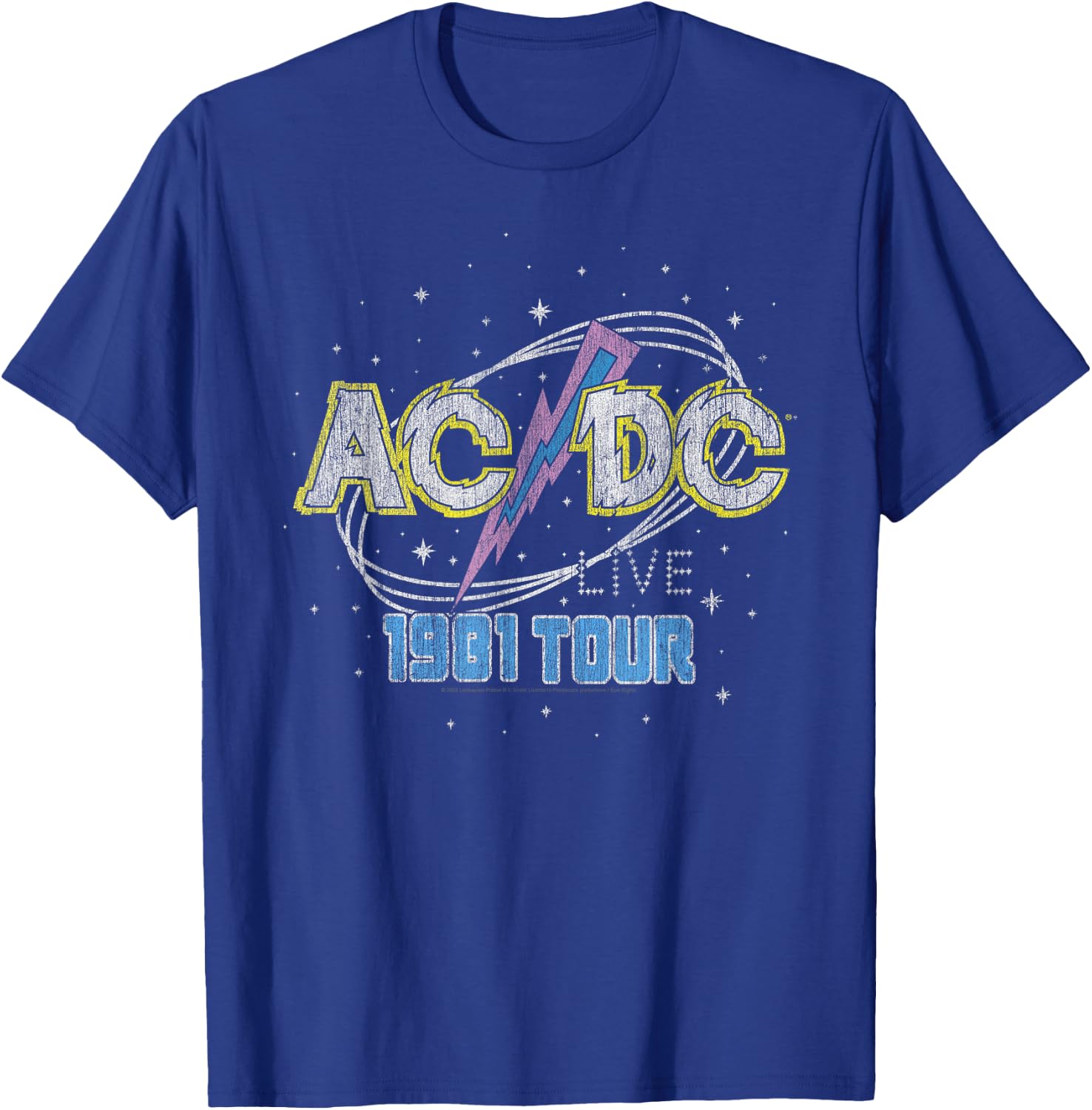 Official AC/DC 1981 Live World Tour Retro Logo T-Shirt - T-Shirt | Royal