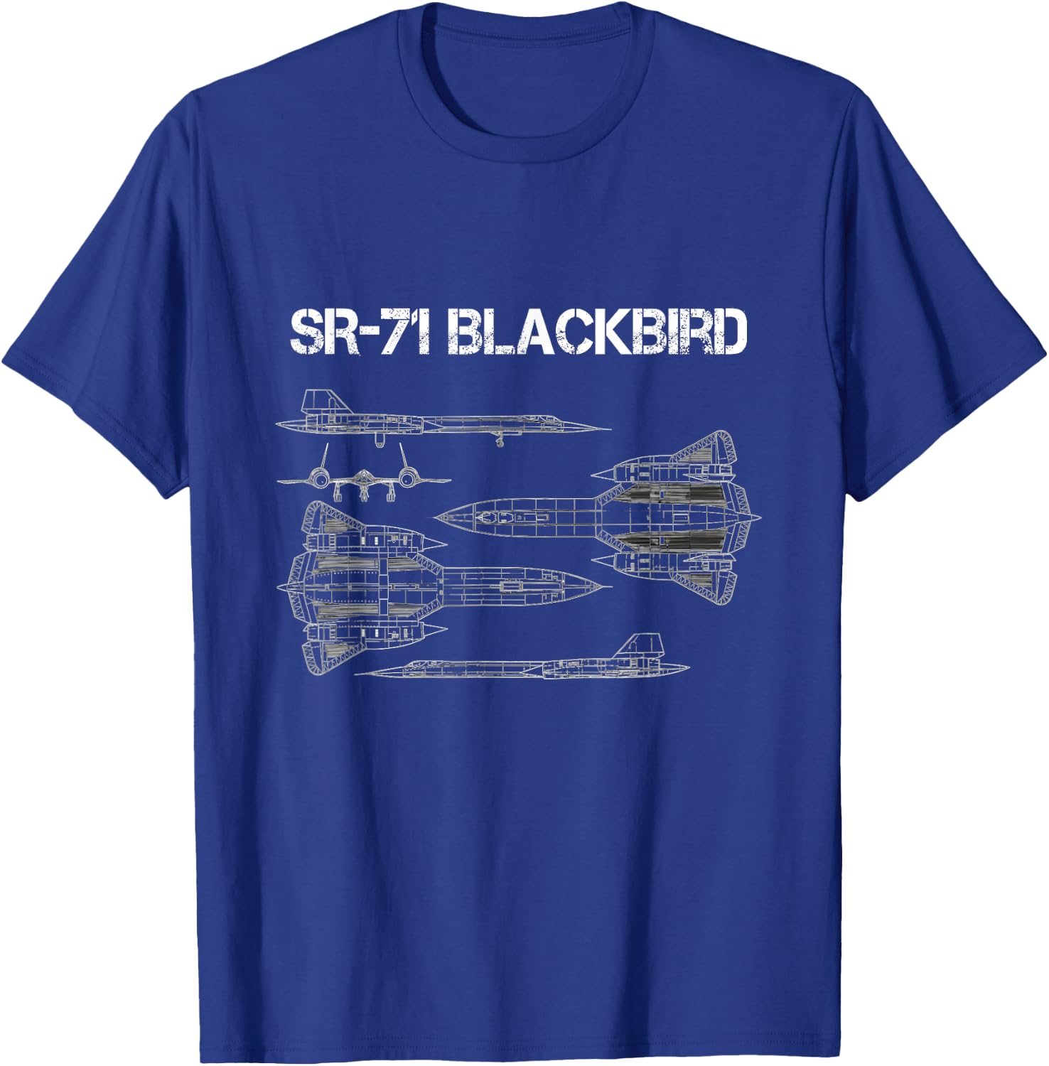 SR-71 Blackbird Blueprint Air Force Military Jet T-Shirt - T-Shirt | Royal