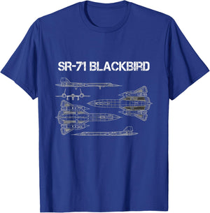 SR-71 Blackbird Blueprint Air Force Military Jet T-Shirt - T-Shirt | Royal