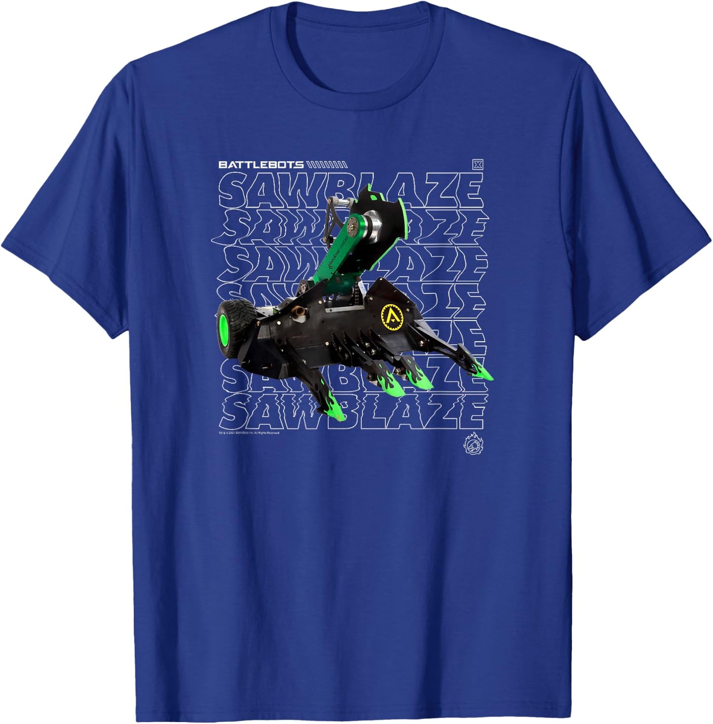 BattleBots SawBlaze Robot Logo Stack T-Shirt - T-Shirt | Royal
