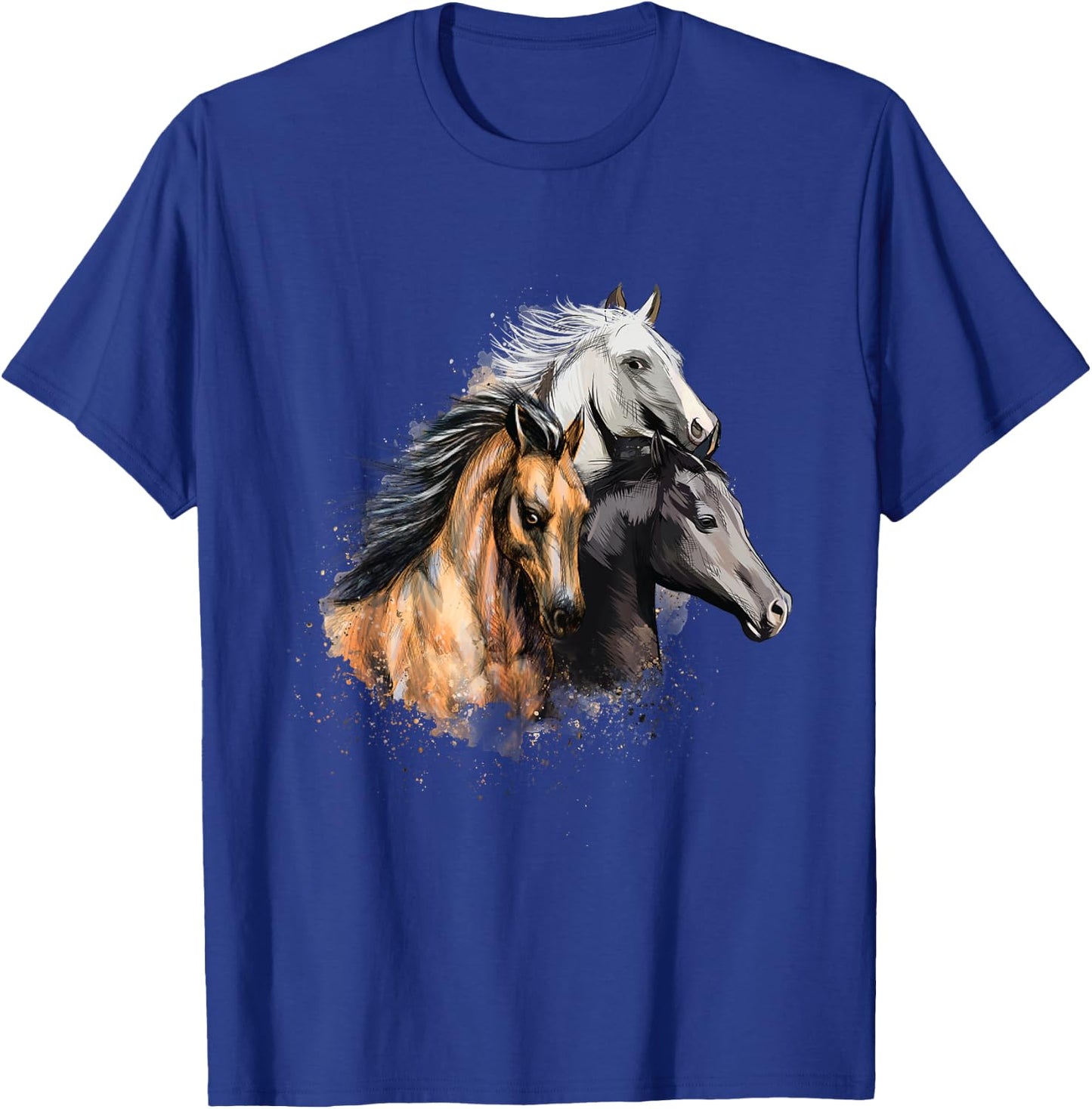 3 Horses - Horse Animal Lover Horseman Equestrian Riding T-Shirt - T-Shirt | Royal