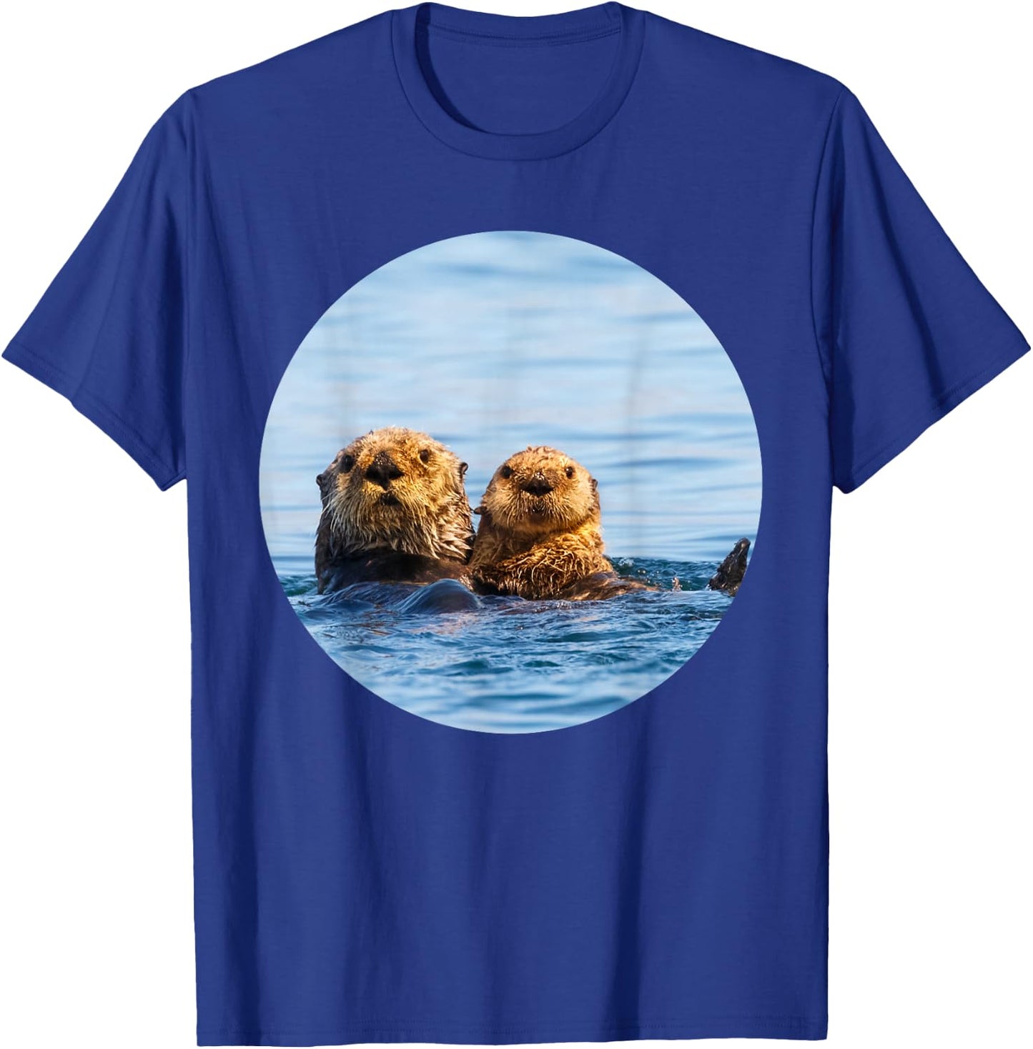 Cute Mom and Baby Sea Otter Swimming Seaotters T-Shirt - T-Shirt | Royal