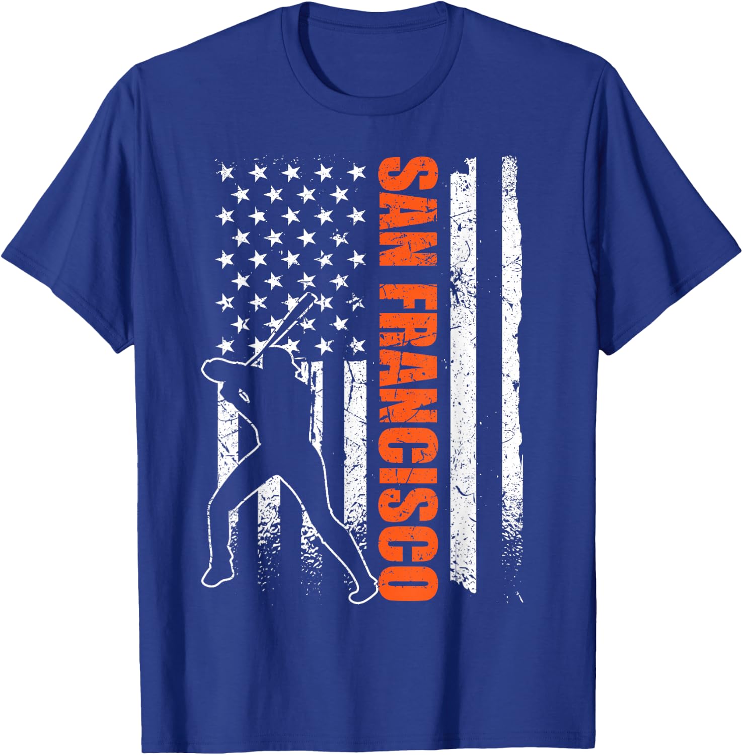 San Francisco Baseball Flag USA Vintage Patriotic Baseball T-Shirt - T-Shirt | Royal