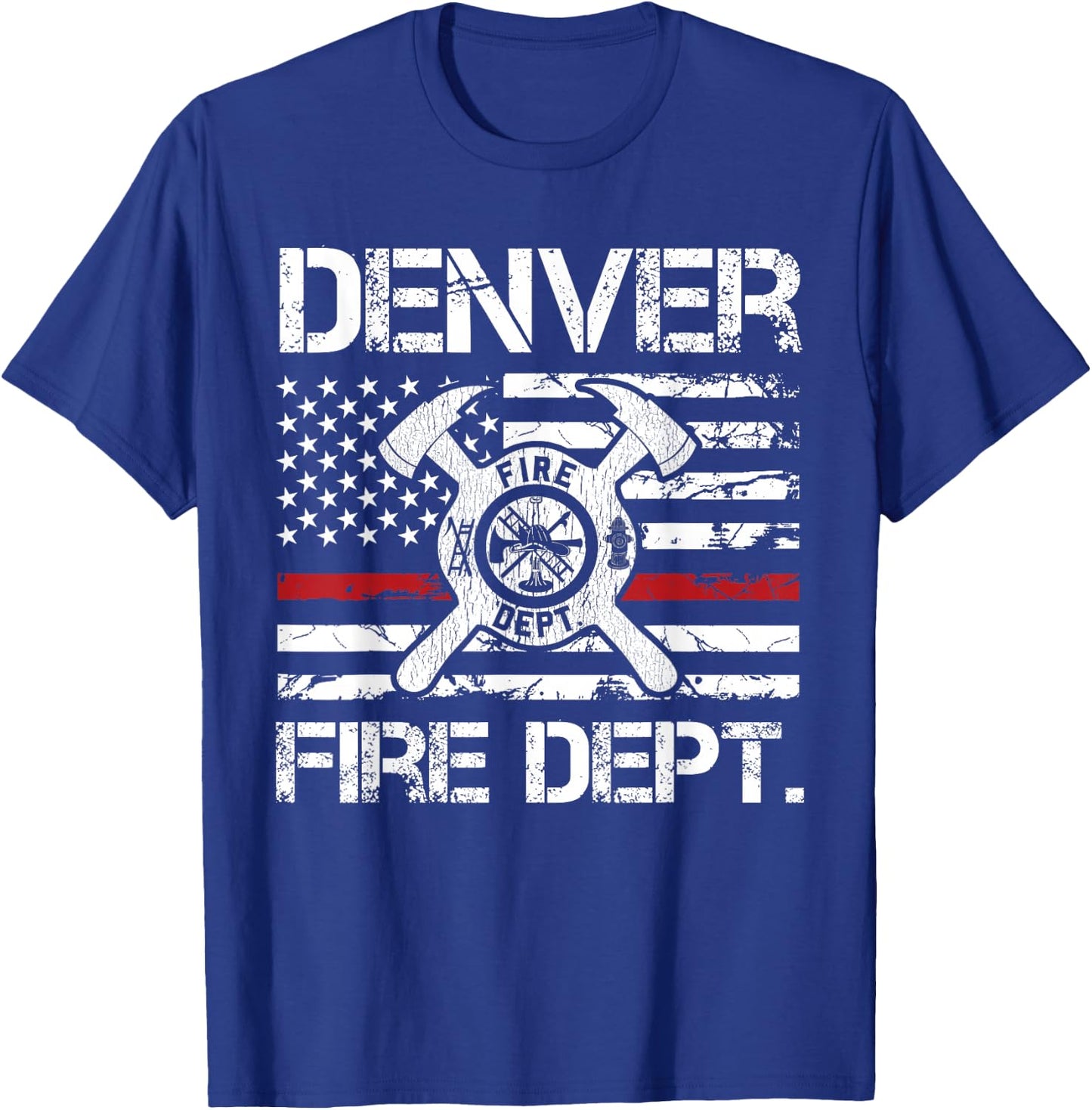 Denver Colorado Fire Department Thin Red Line Logo T-Shirt - T-Shirt | Royal