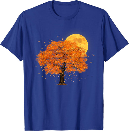 Full Moon Flock Of Birds Tree Outdoor Wildlife Nature Forest T-Shirt - T-Shirt | Royal