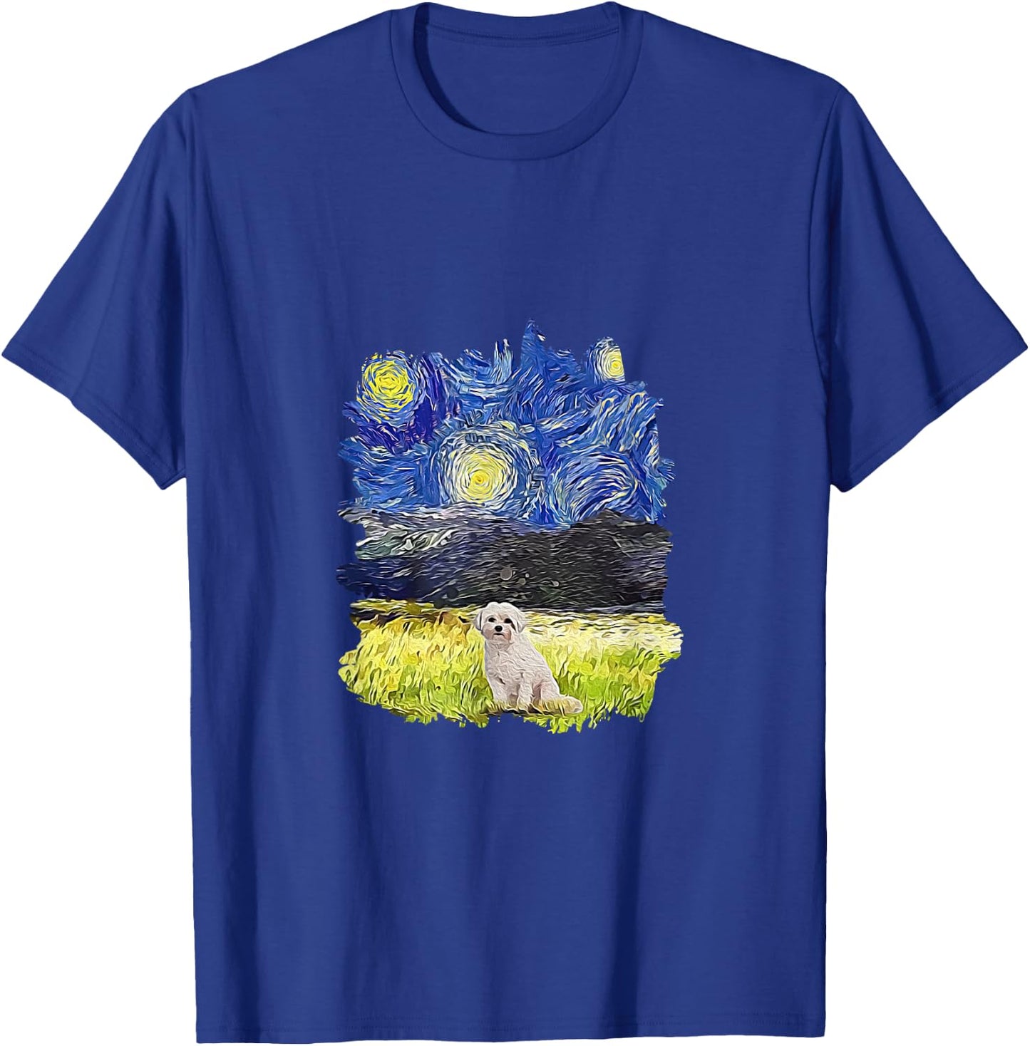 Starry Night Impressionist - Dog Art Coton de Tulear Women Kids T-Shirt - T-Shirt | Royal