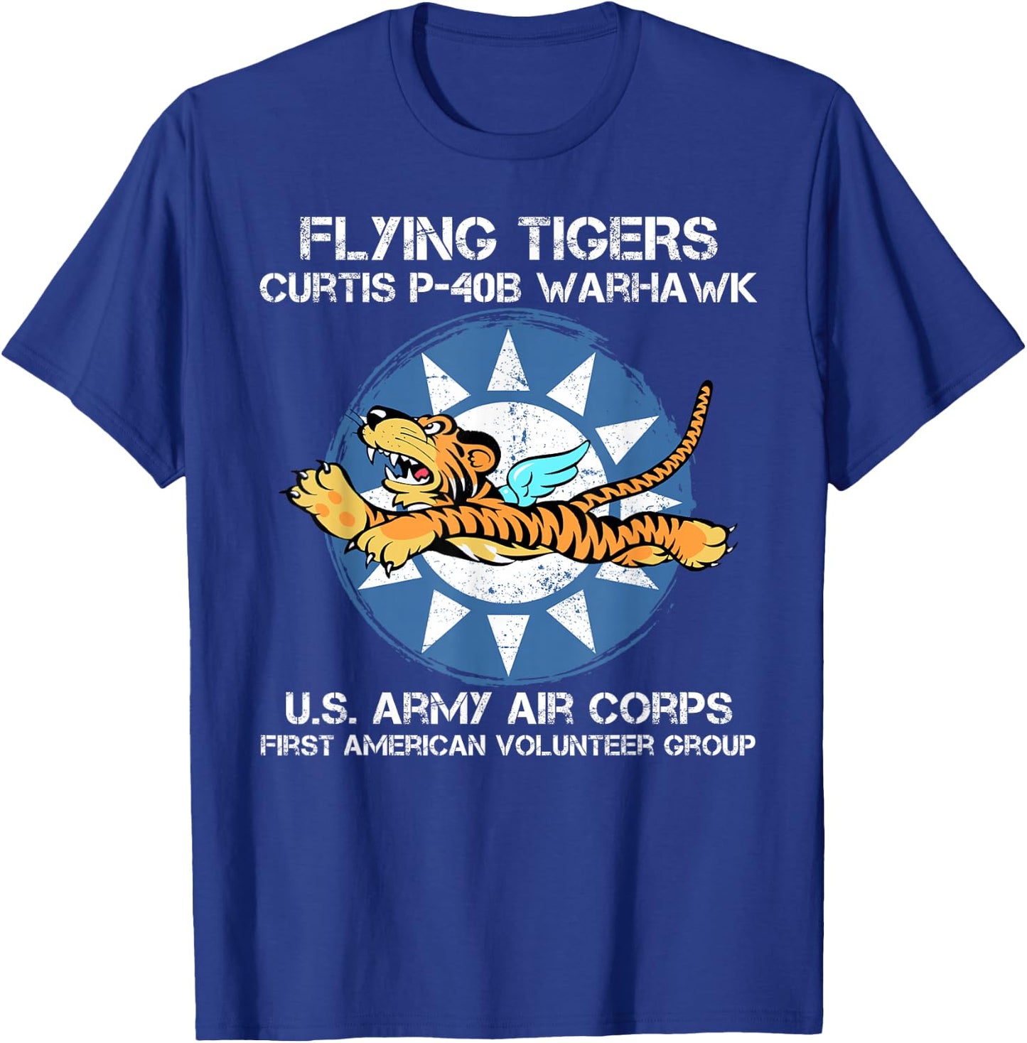 Flying Tigers Curtis P-40B Warhawk World War 2 Airplane T-Shirt - T-Shirt | Royal