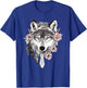 Ethnic Tribal Wolf Head Boho Feather Native American Art T-Shirt - T-Shirt | Royal