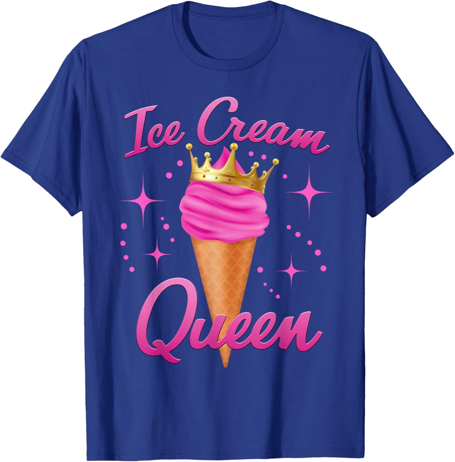 Ice Cream Queen Cute Summer Squad Sparkle Birthday Girl T-Shirt - T-Shirt | Royal