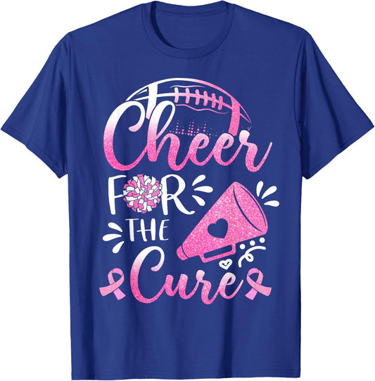 Breast Cancer Awareness Cheer For The Cure Football T-Shirt - T-Shirt | Royal