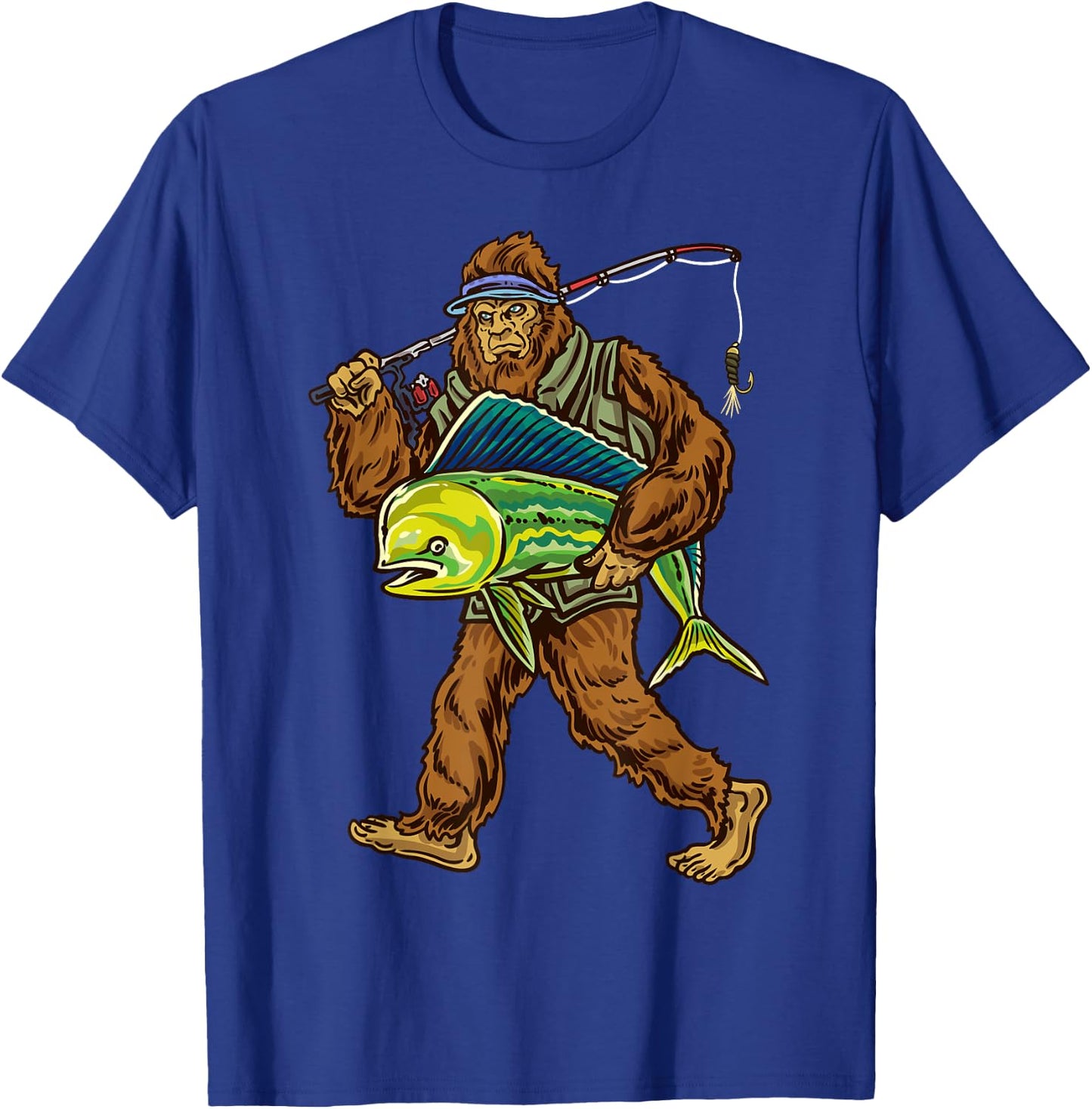 Mahi Fishing Bigfoot Ocean Dorado Fisherman T-Shirt - T-Shirt | Royal