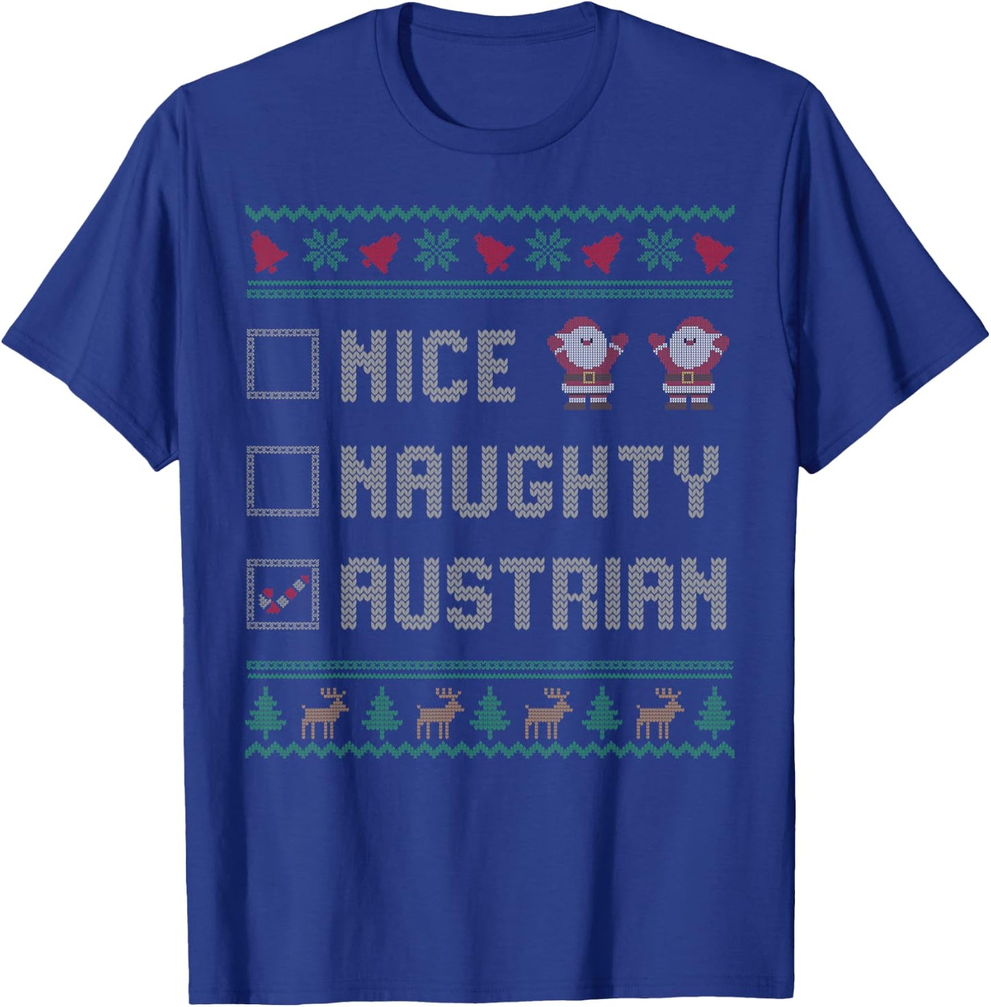 Nice Naughty Austrian Christmas Pajama Matching T-Shirt - T-Shirt | Royal