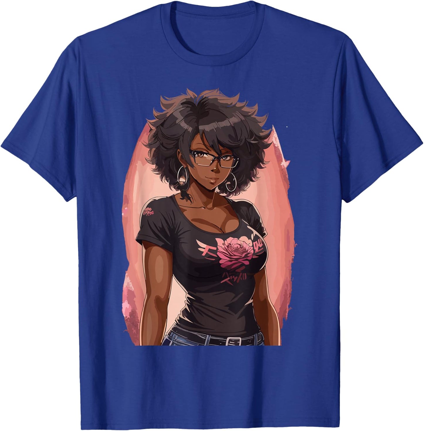 Black Anime Girl Kawaii Waifu Aesthetic Japanese T-Shirt - T-Shirt | Royal