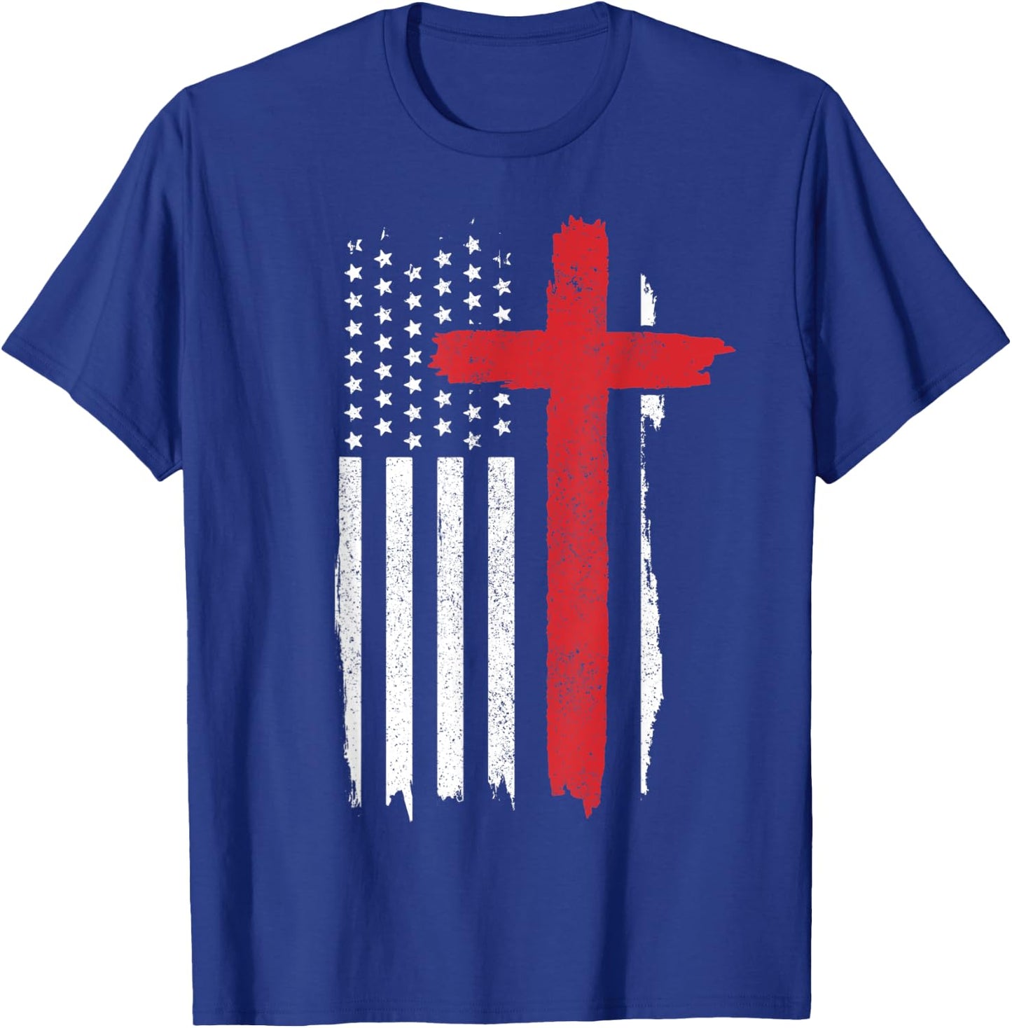 Patriotic Christian American Flag Cross Jesus Religious Men T-Shirt - T-Shirt | Royal