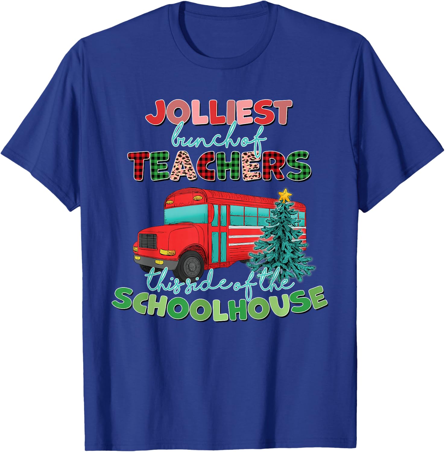 Groovy Christmas Teacher Jolly Jolliest Bunch of Teachers T-Shirt - T-Shirt | Royal