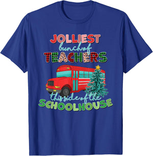 Groovy Christmas Teacher Jolly Jolliest Bunch of Teachers T-Shirt - T-Shirt | Royal