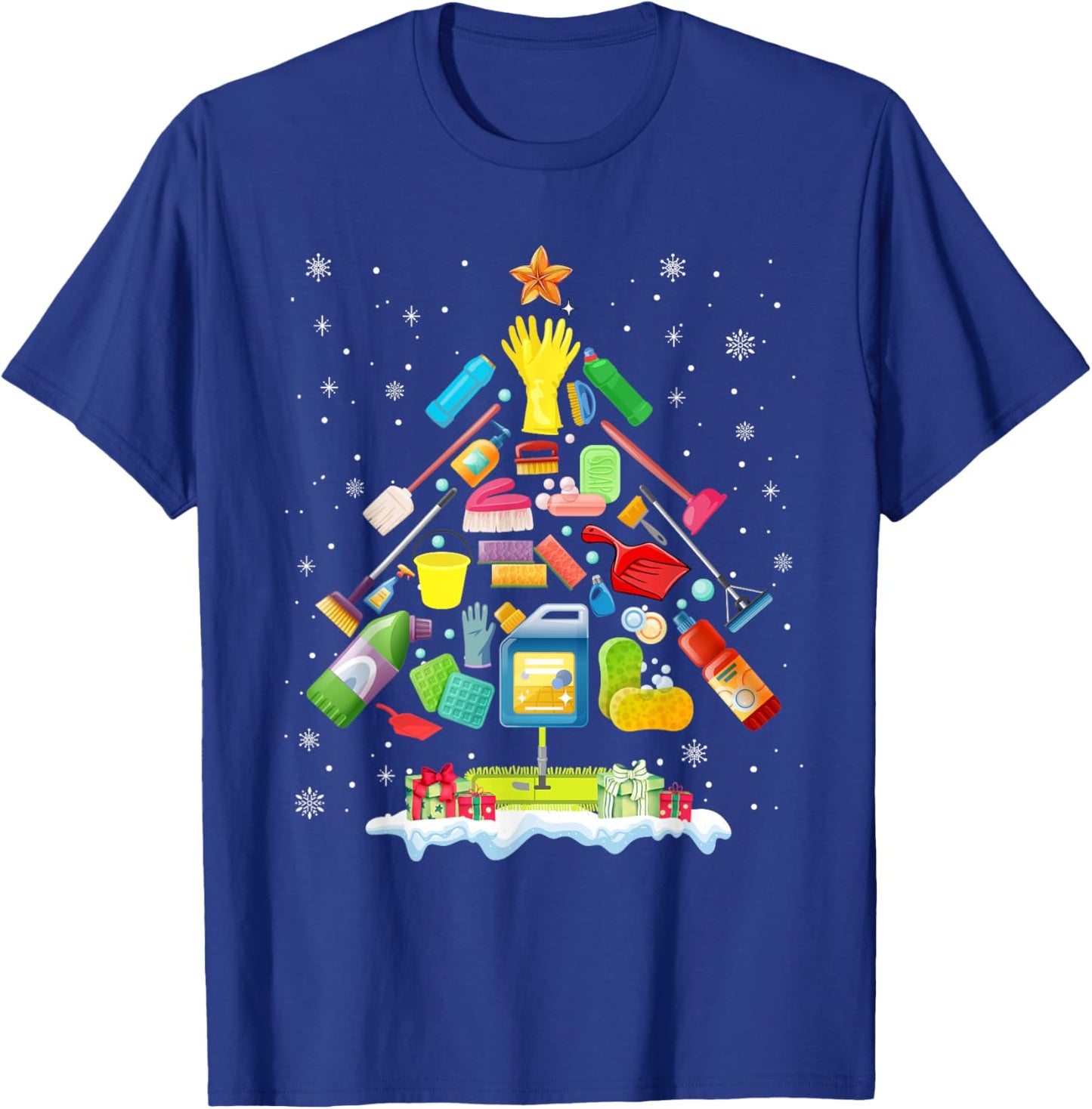 School Custodian Christmas Tree Xmas Funny Custodian Life T-Shirt - T-Shirt | Royal