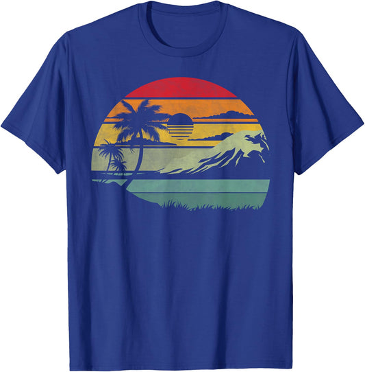 Palm Tree Retro Tropical Beach Vintage 70s 80s Style Summer T-Shirt - T-Shirt | Royal