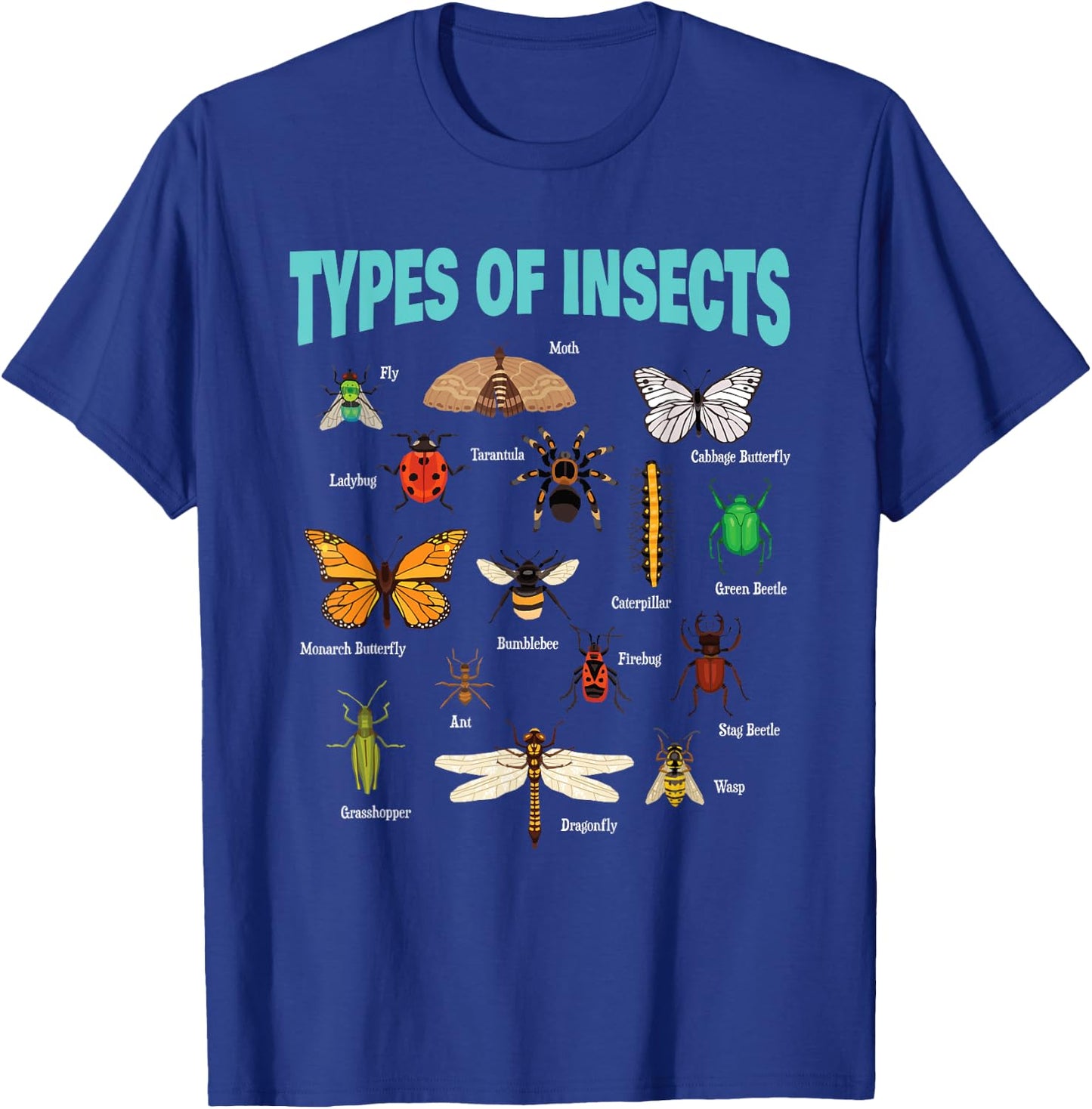 Insects Of The World Bug Lover Expert Entomologist Bugs Fan T-Shirt - T-Shirt | Royal
