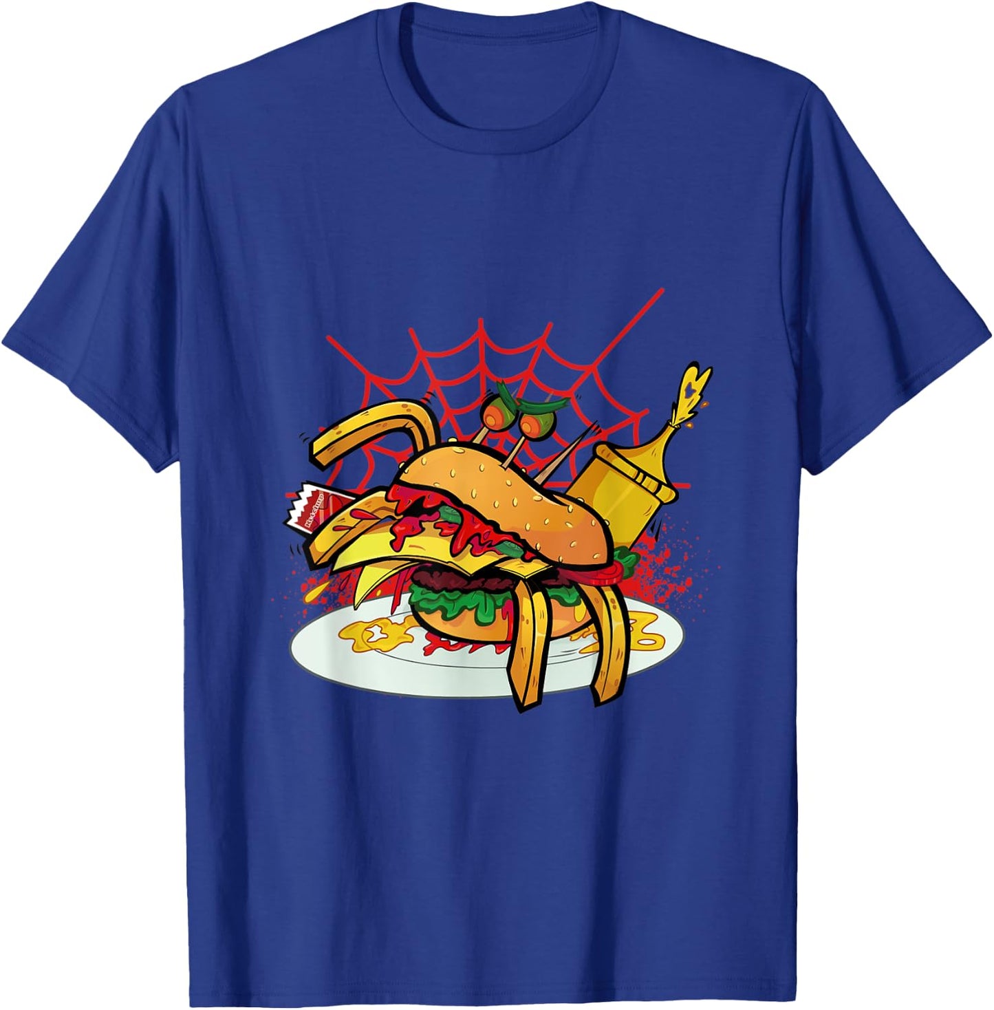 Monster Spider Cheese Burger Food Cheese Burger T-Shirt - T-Shirt | Royal
