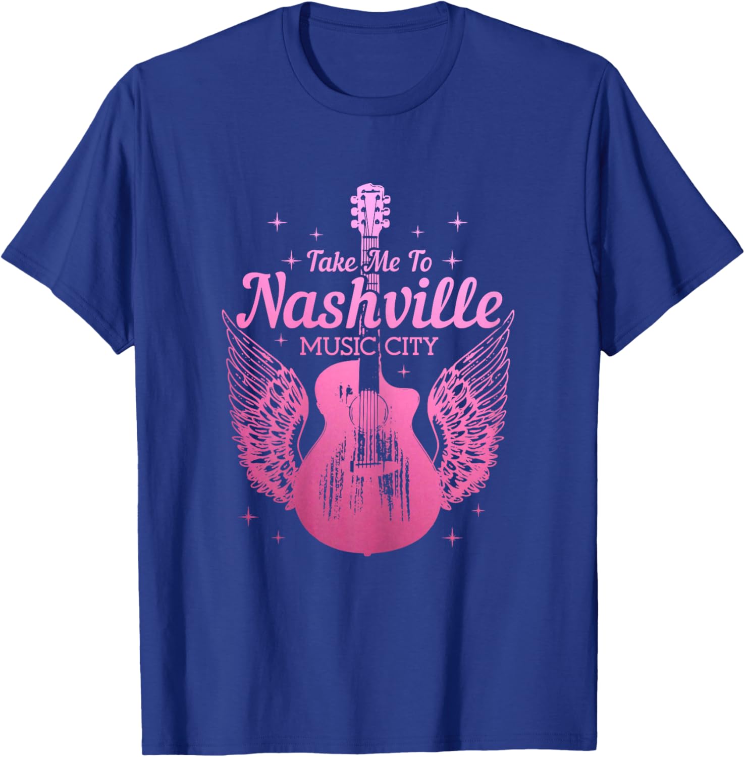 Nashville Guitar Wings Tennessee Vintage Country Music City T-Shirt - T-Shirt | Royal
