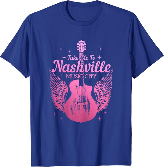 Nashville Guitar Wings Tennessee Vintage Country Music City T-Shirt - T-Shirt | Royal