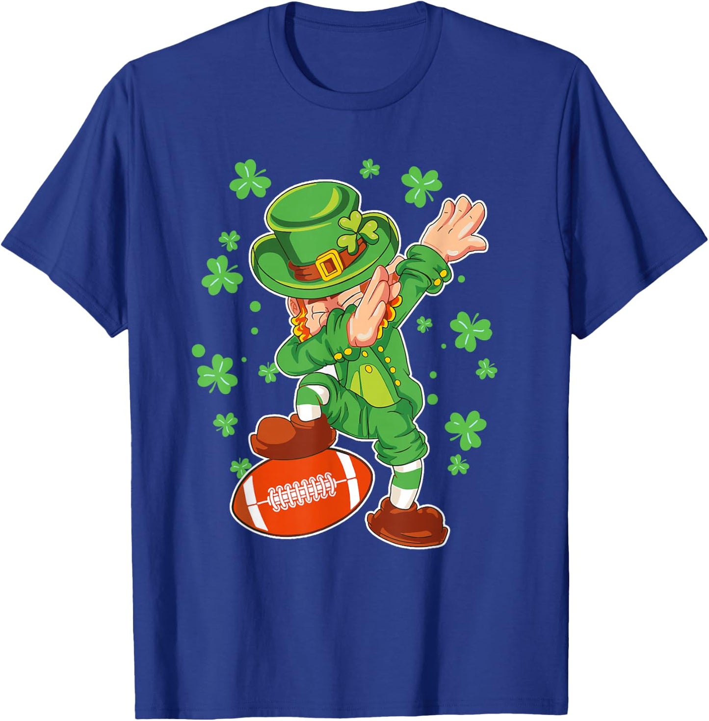 St Patricks Day Boys Men Kids Football Dabbing Leprechaun T-Shirt - T-Shirt | Royal