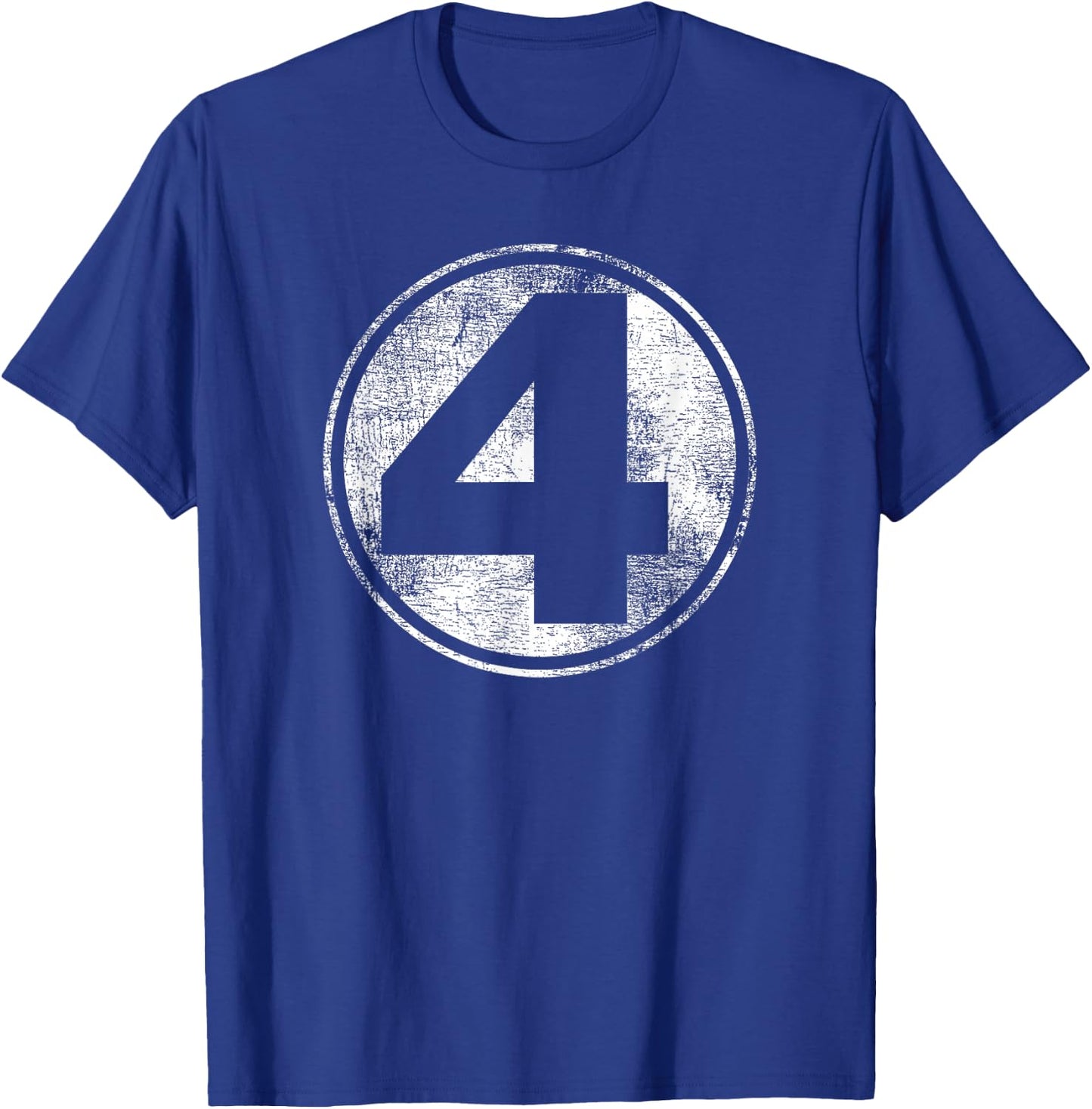 Marvel Fantastic Four Classic Number 4 Distressed Logo T-Shirt - T-Shirt | Royal