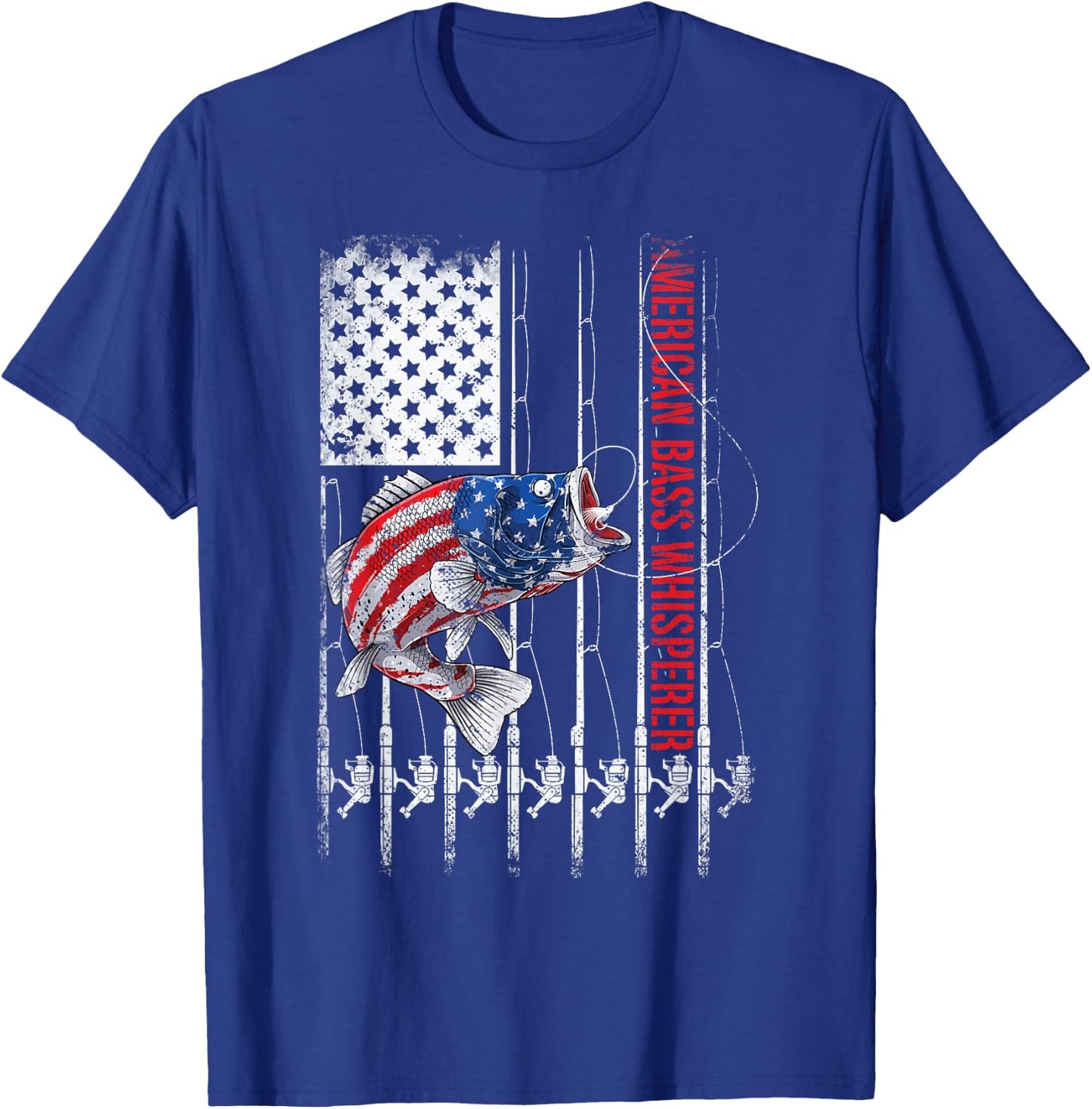 American Flag Bass Whisperer Fisherman T-Shirt - T-Shirt | Royal