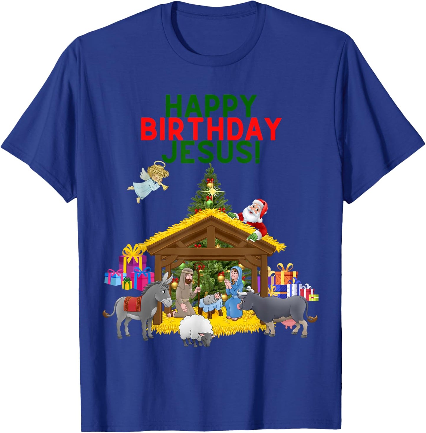 Worship Wear Merry Christmas Christian Happy Birthday Jesus Christ Xmas T-Shirt - T-Shirt | Royal