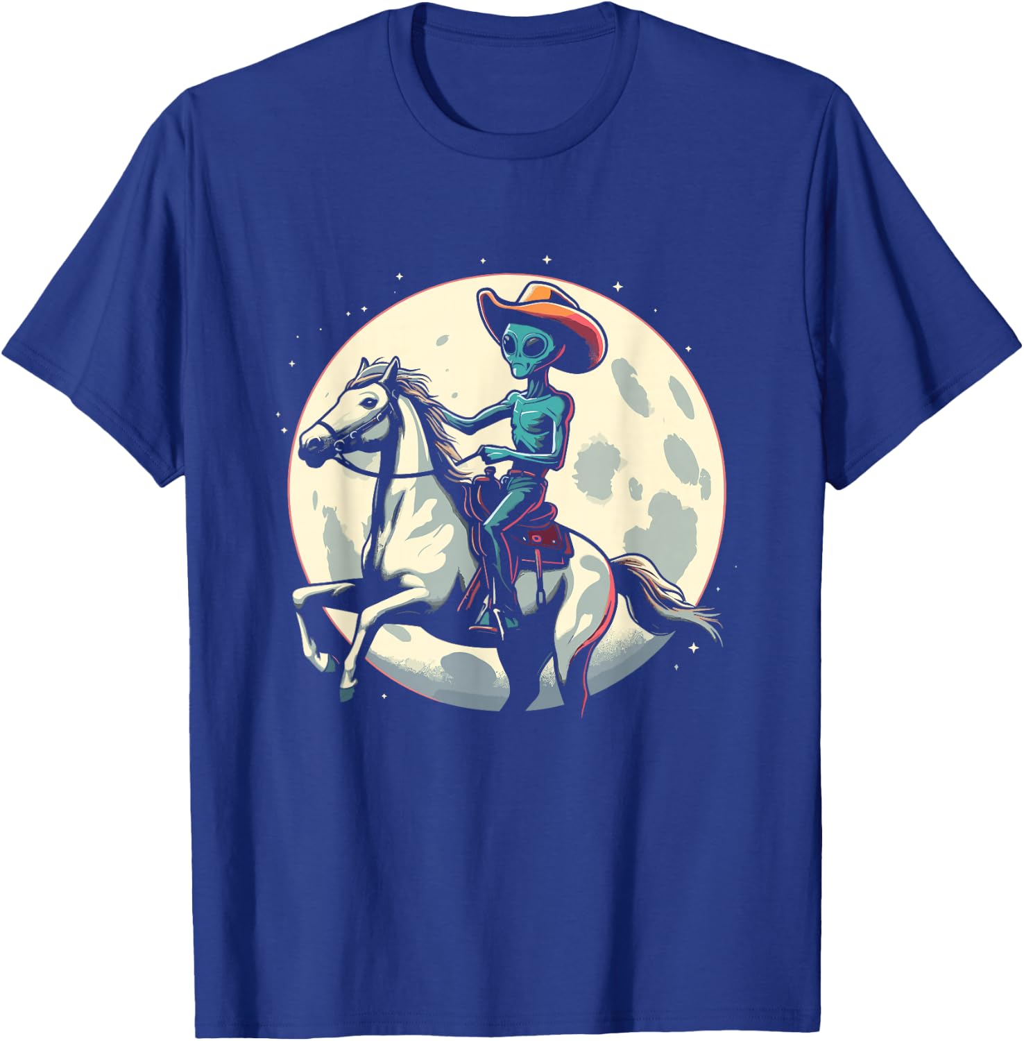 Alien Cowboy On A Horse - Vintage Alien UFO Conspiracy Lover T-Shirt - T-Shirt | Royal